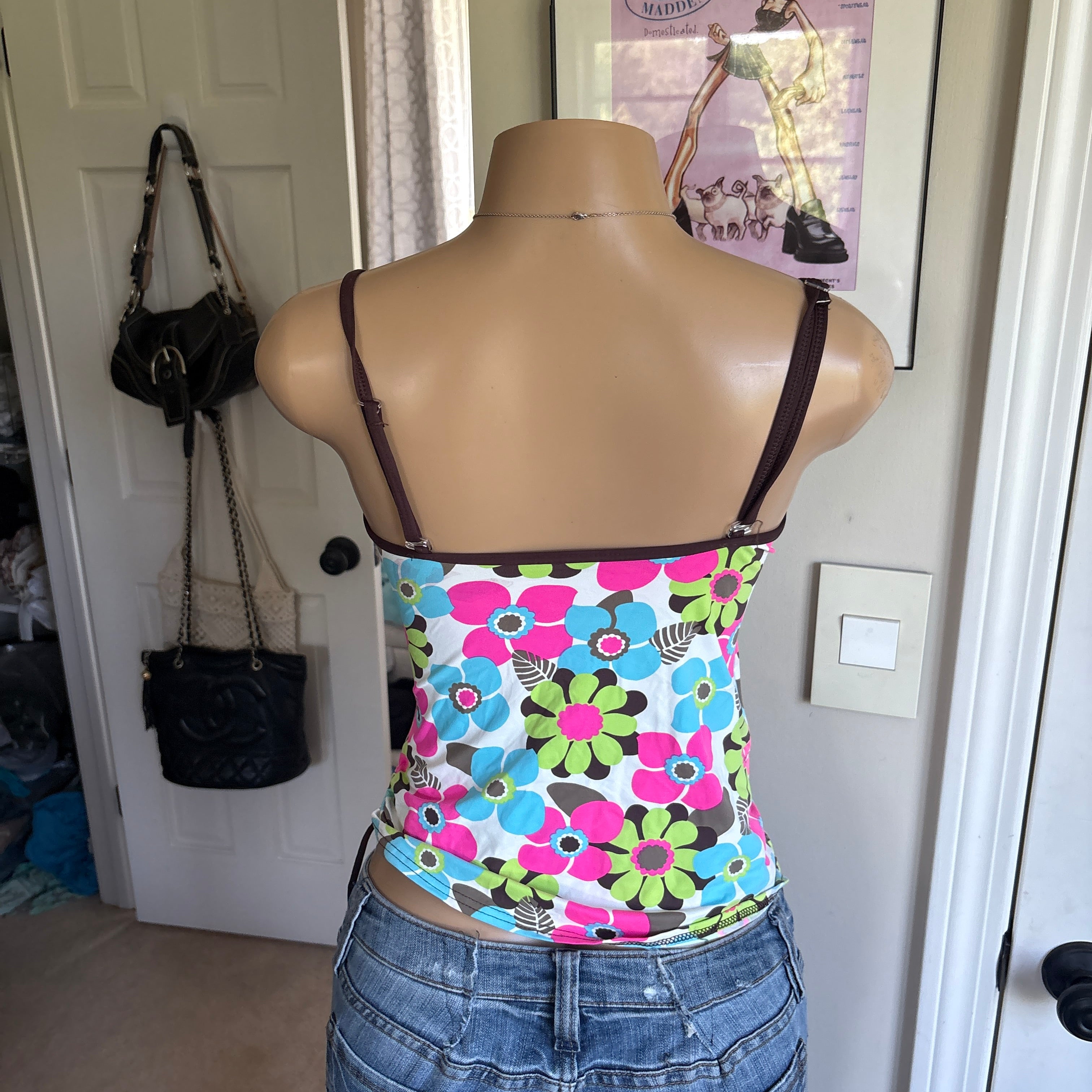 00s multi colored floral cami tank top (size S)