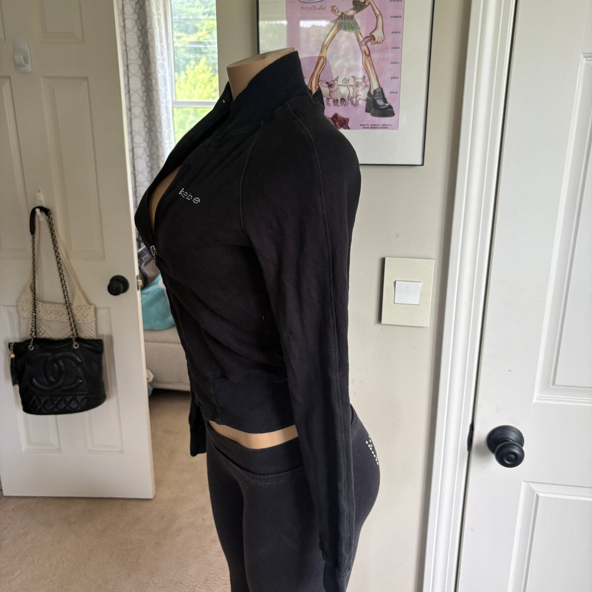00s Bebe spellout black tracksuit set (size S)