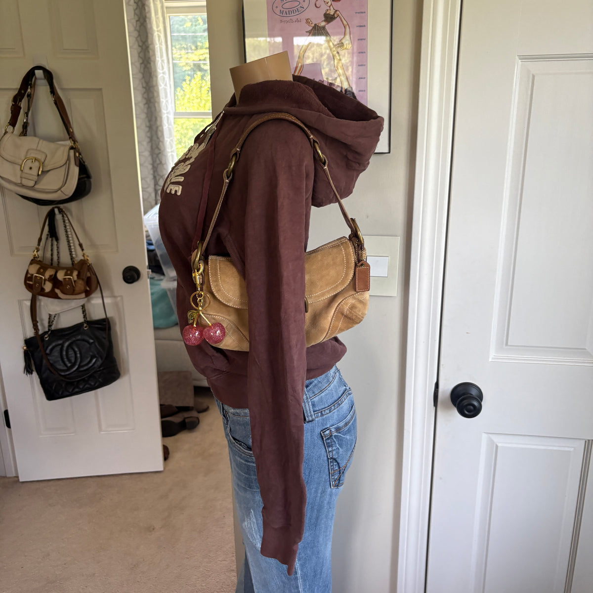 00s Abercrombie & Fitch brown spellout hoodie (size L)