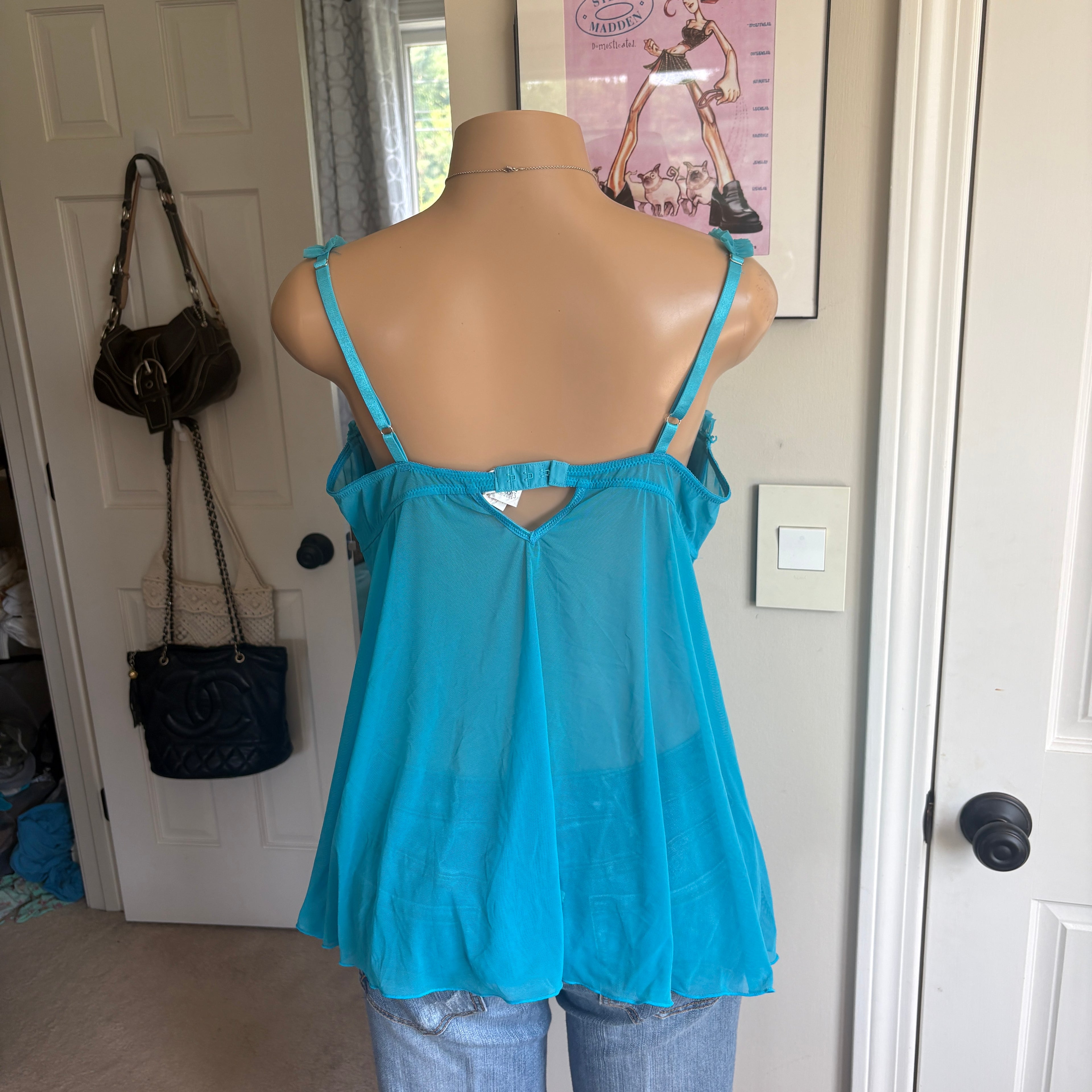 00s Frederick's of Hollywood blue bustier top (size XL)