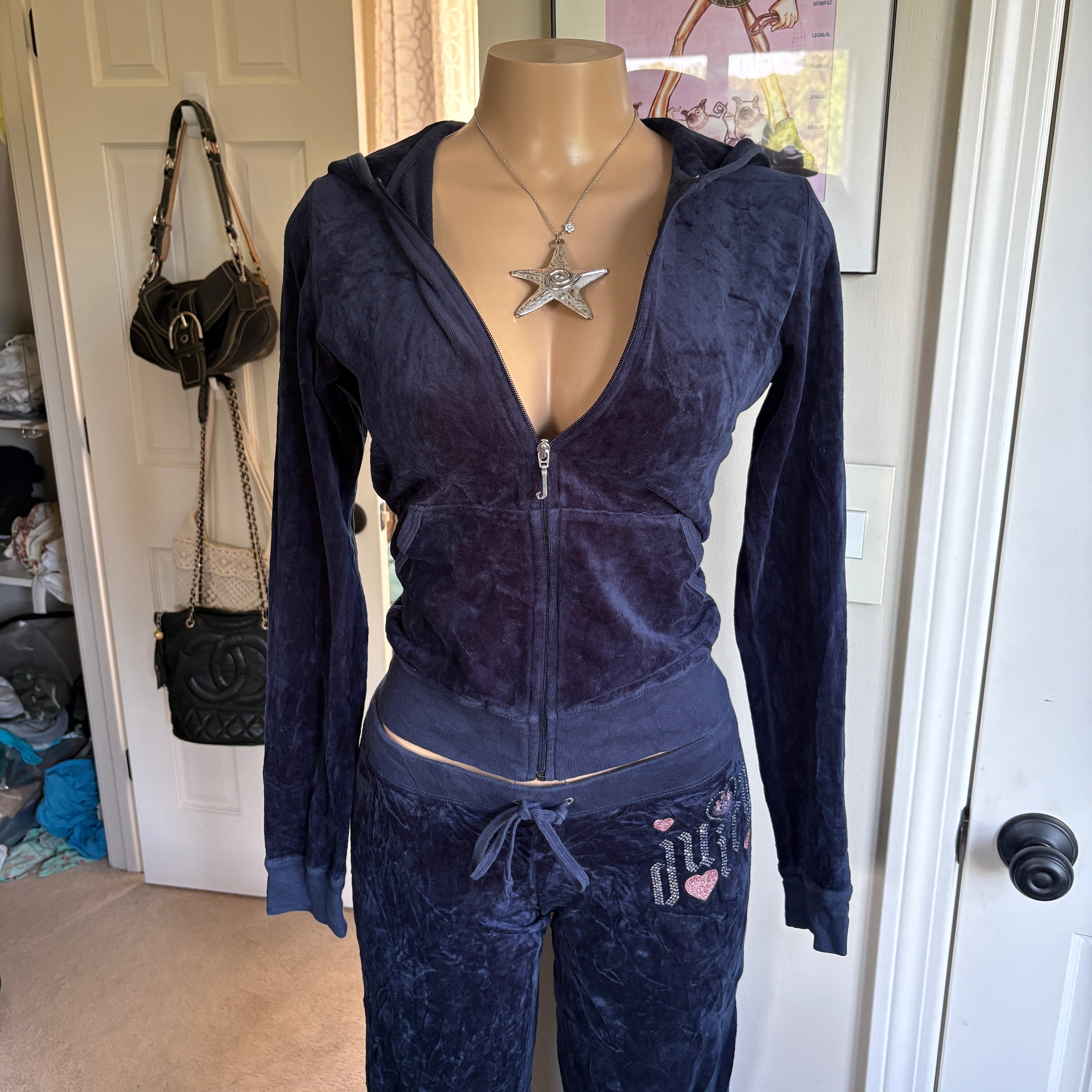 00s Juicy Couture navy decal tracksuit set (size S/M)
