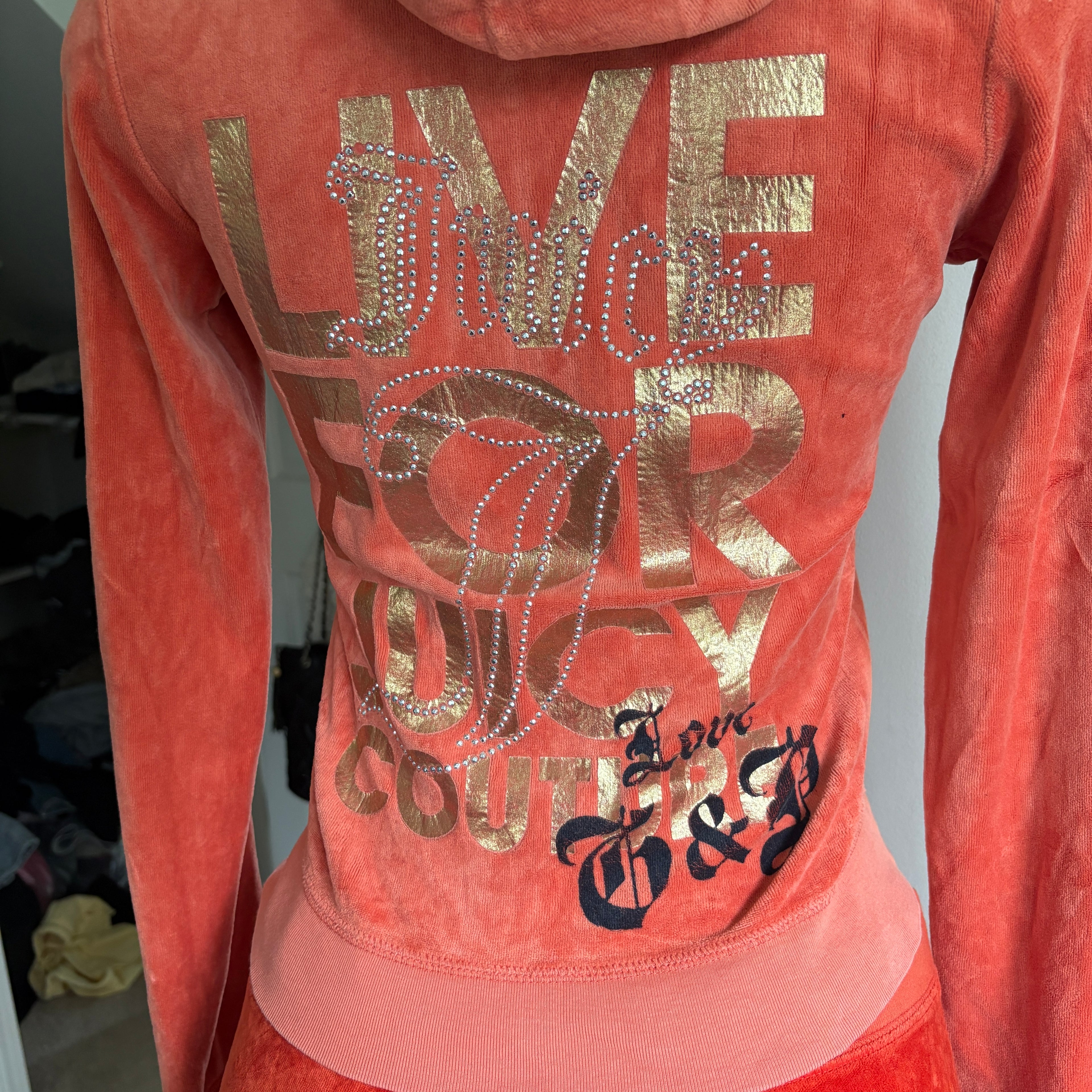 00s Juicy Couture orange velour tracksuit set (size M)