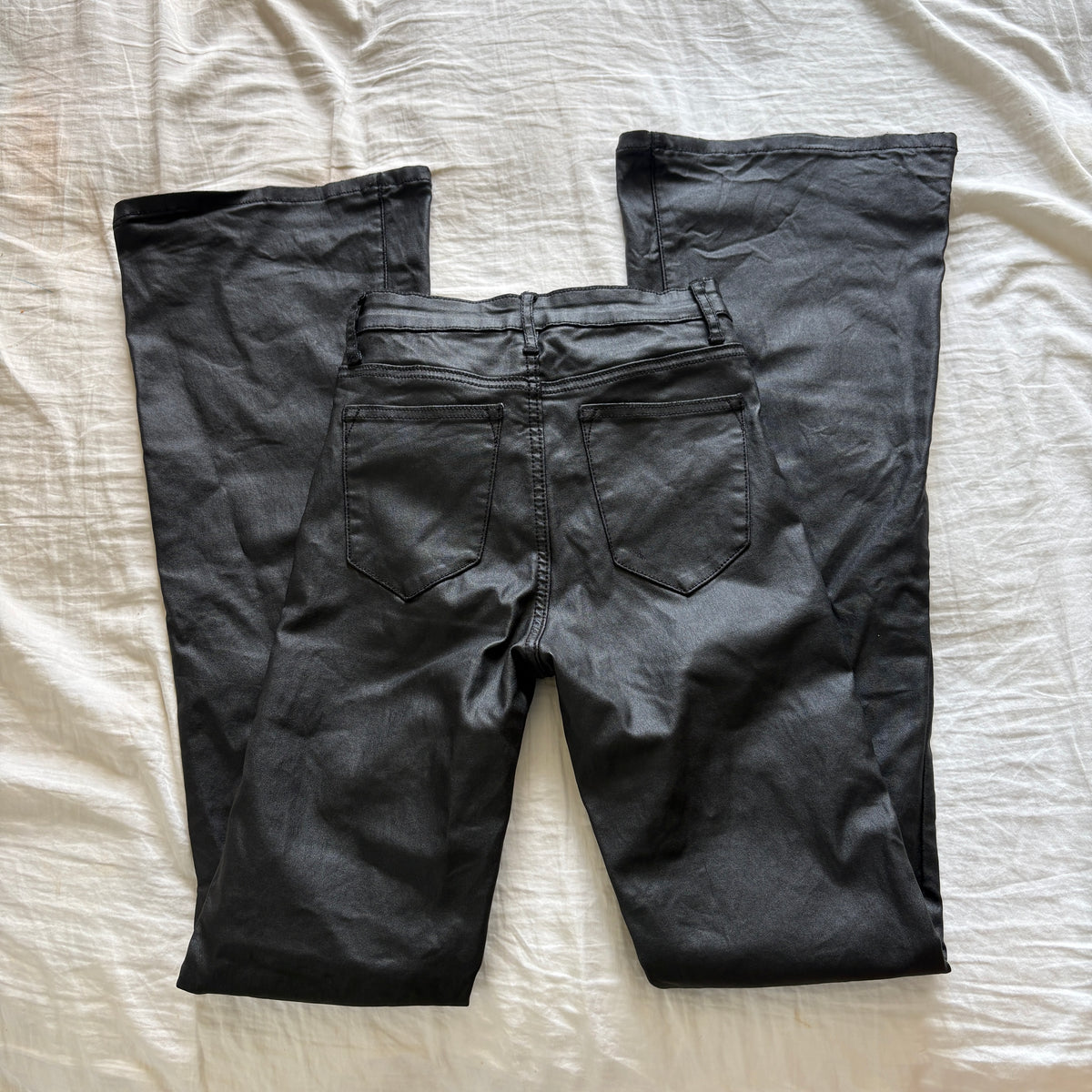 Edikted black faux leather high rise pants (size XS)