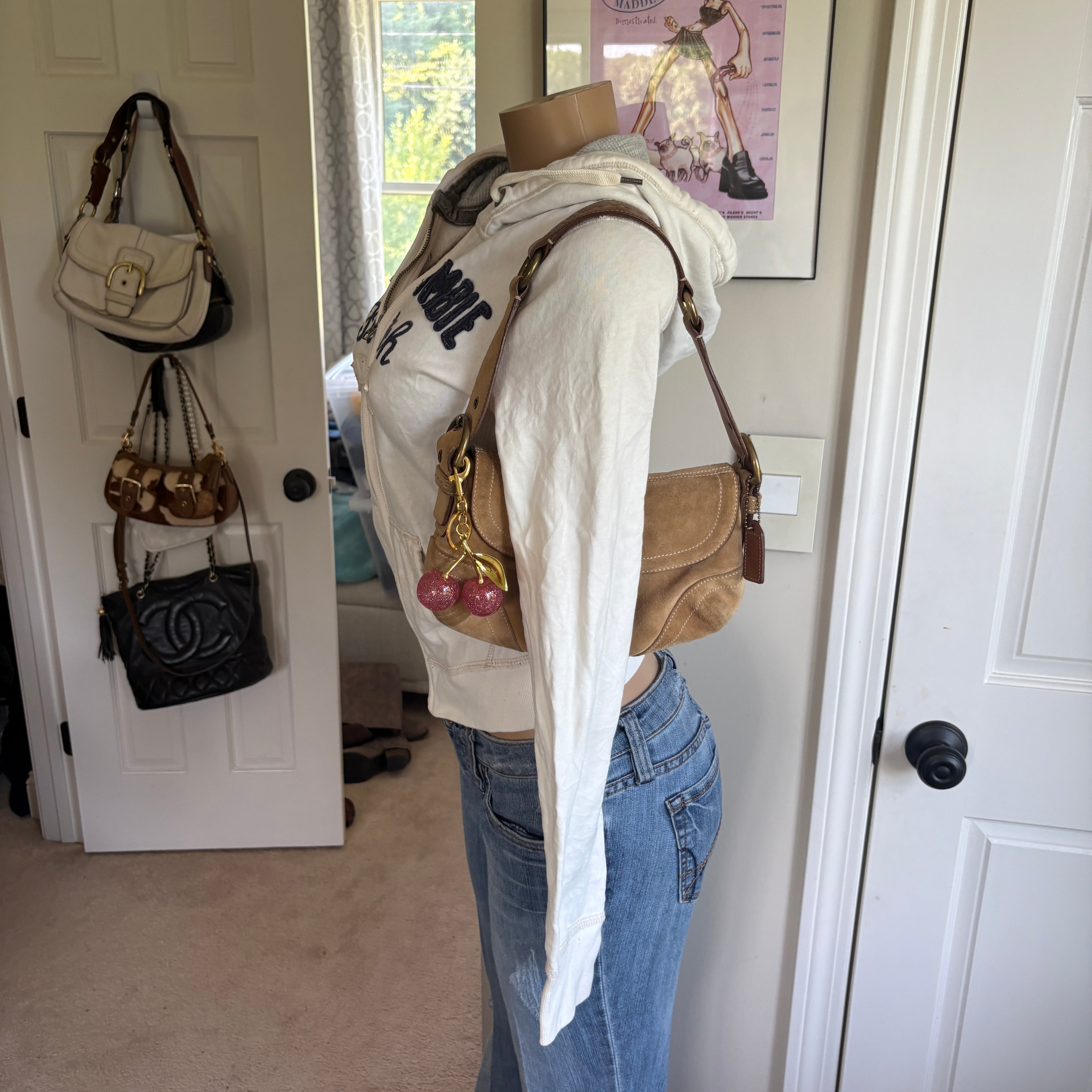 00s Abercrombie & Fitch white spellout zip hoodie (size S)