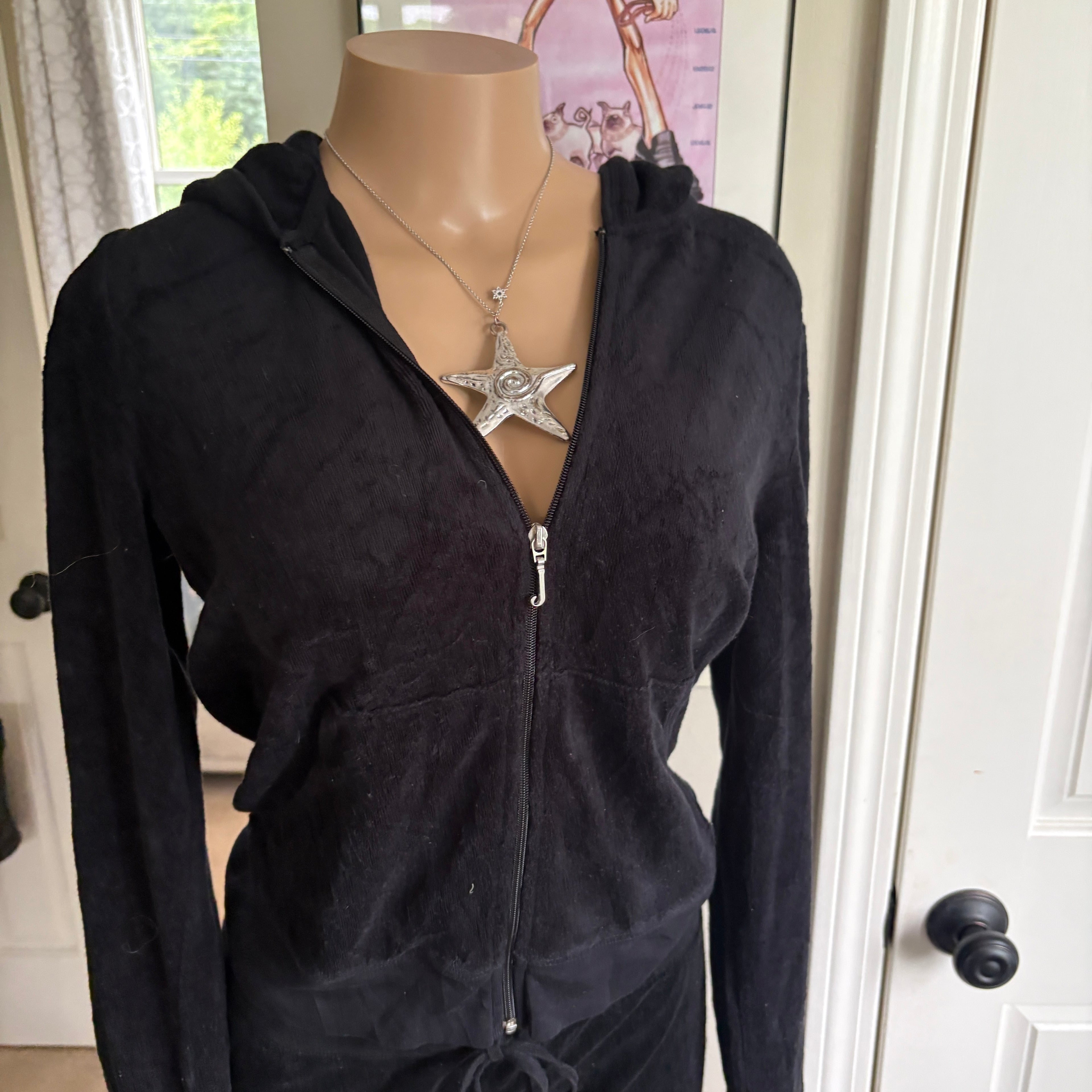 00s Juicy Couture black terrycloth tracksuit set (size L)
