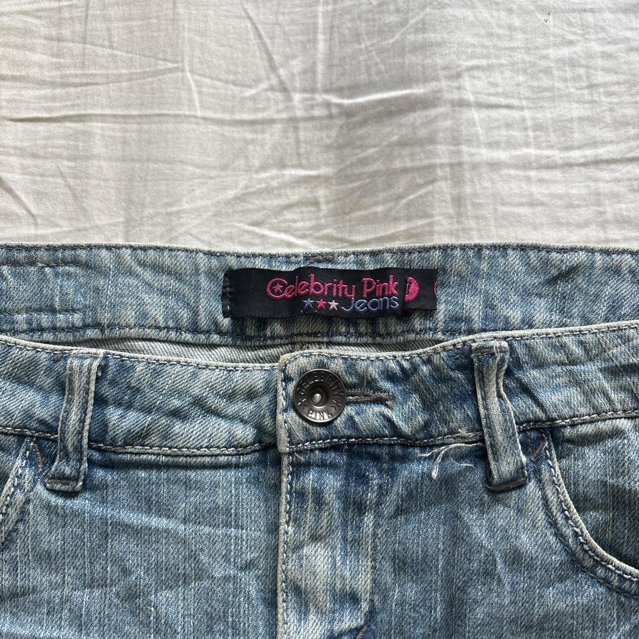 Y2K 2000s Celebrity Pink Studded Denim Mini Skirt