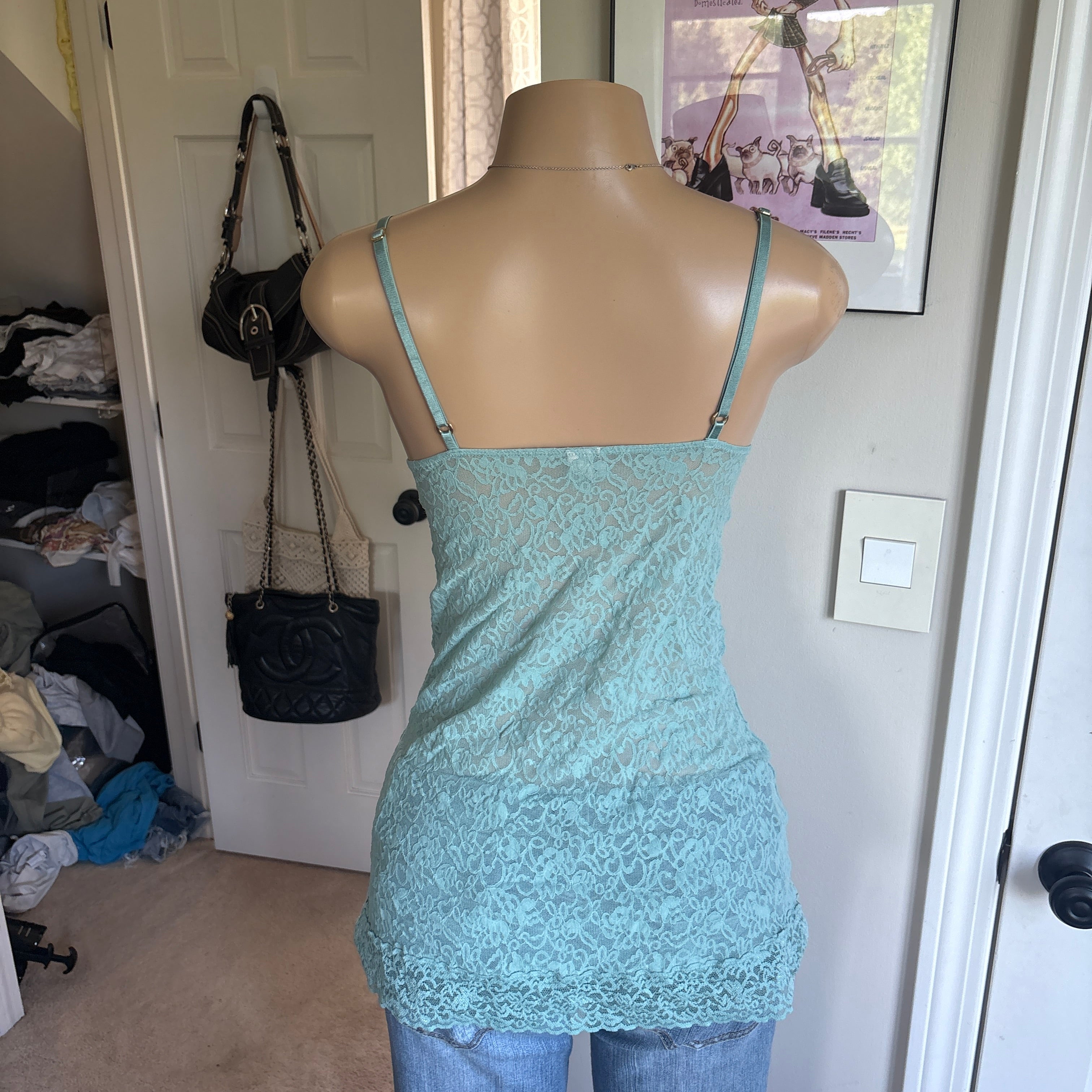 00s Victoria's Secret mint blue lace slip cami (size M)