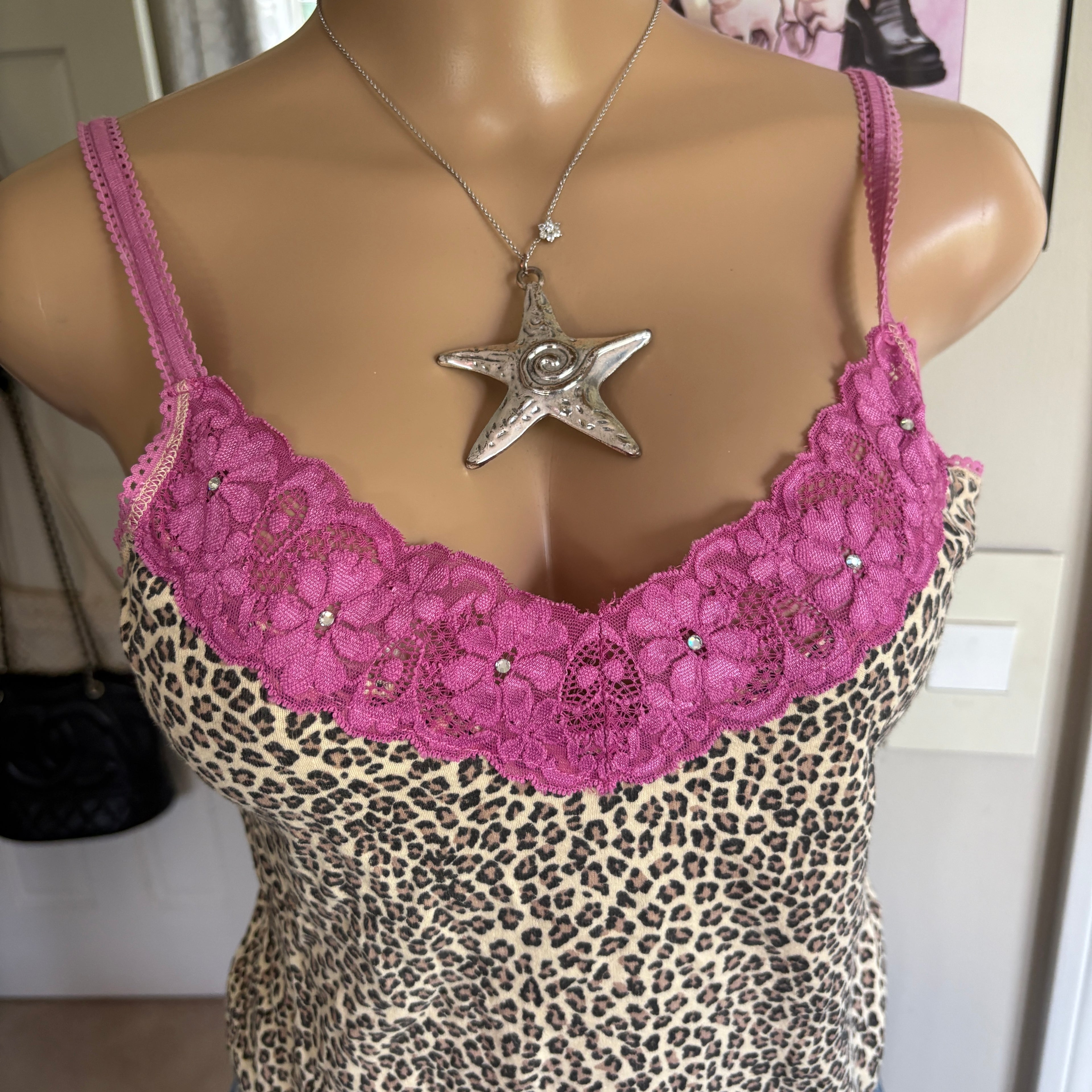 00s leopard & pink cami (size M)