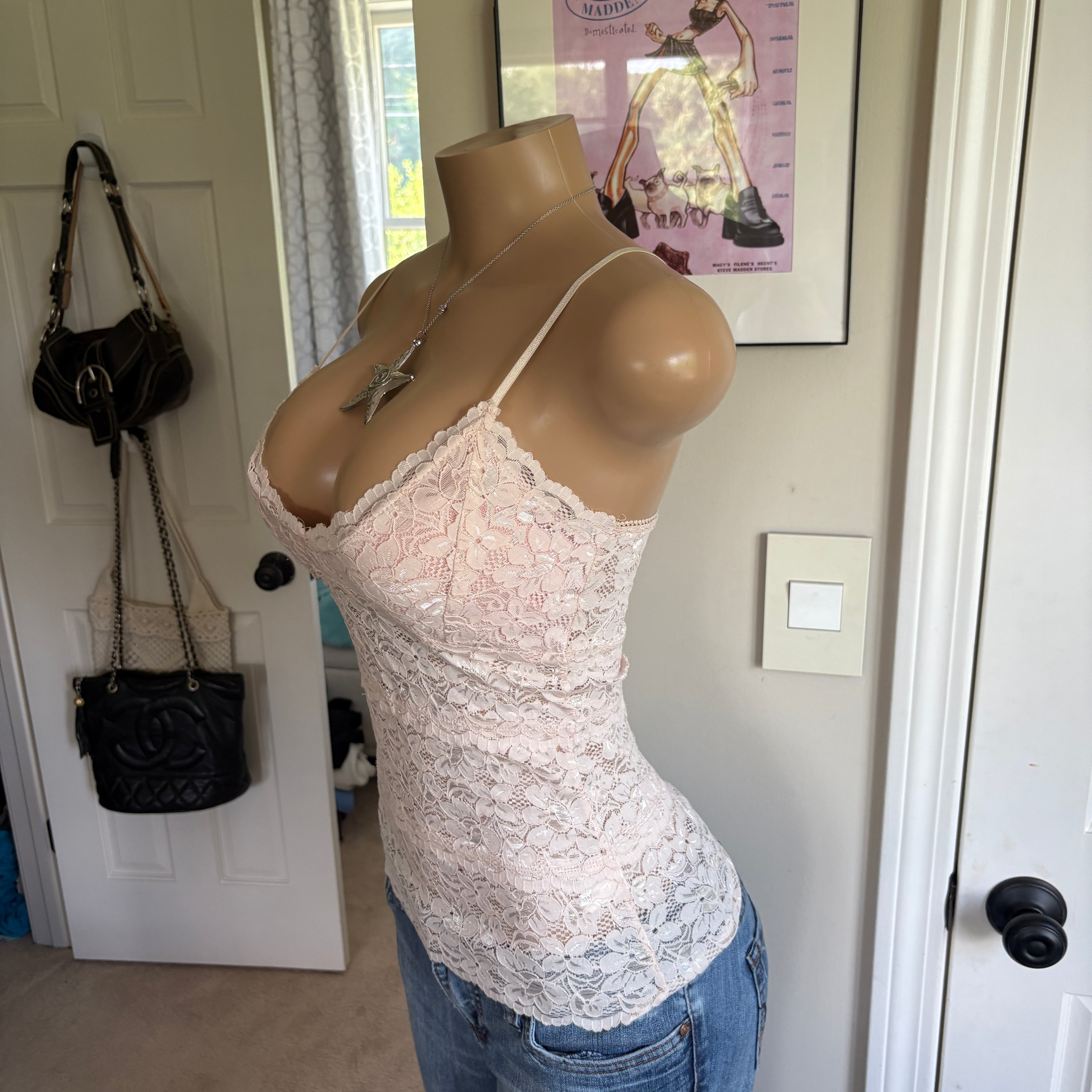 00s cream lace padded cami (size S)