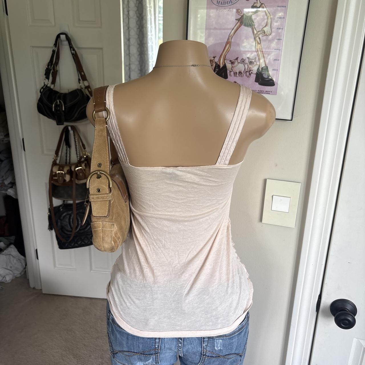 y2k 2000s express blush pink tiered lace ruffle tank top