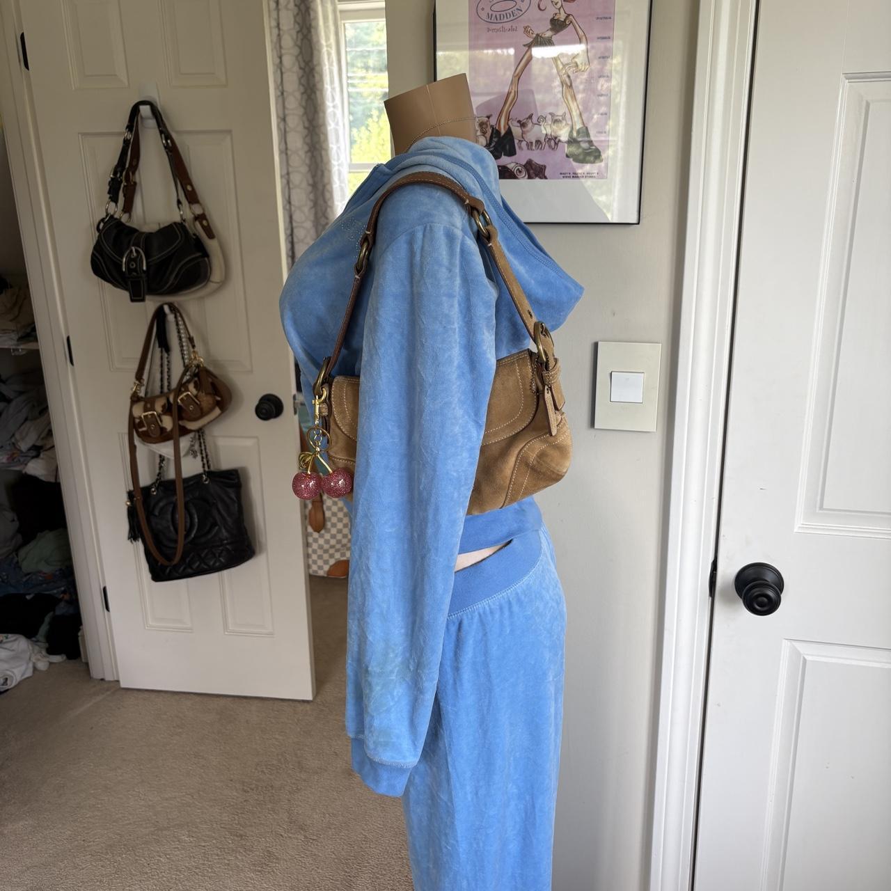 y2k vintage Juicy Couture blue velour rhinestone tracksuit set