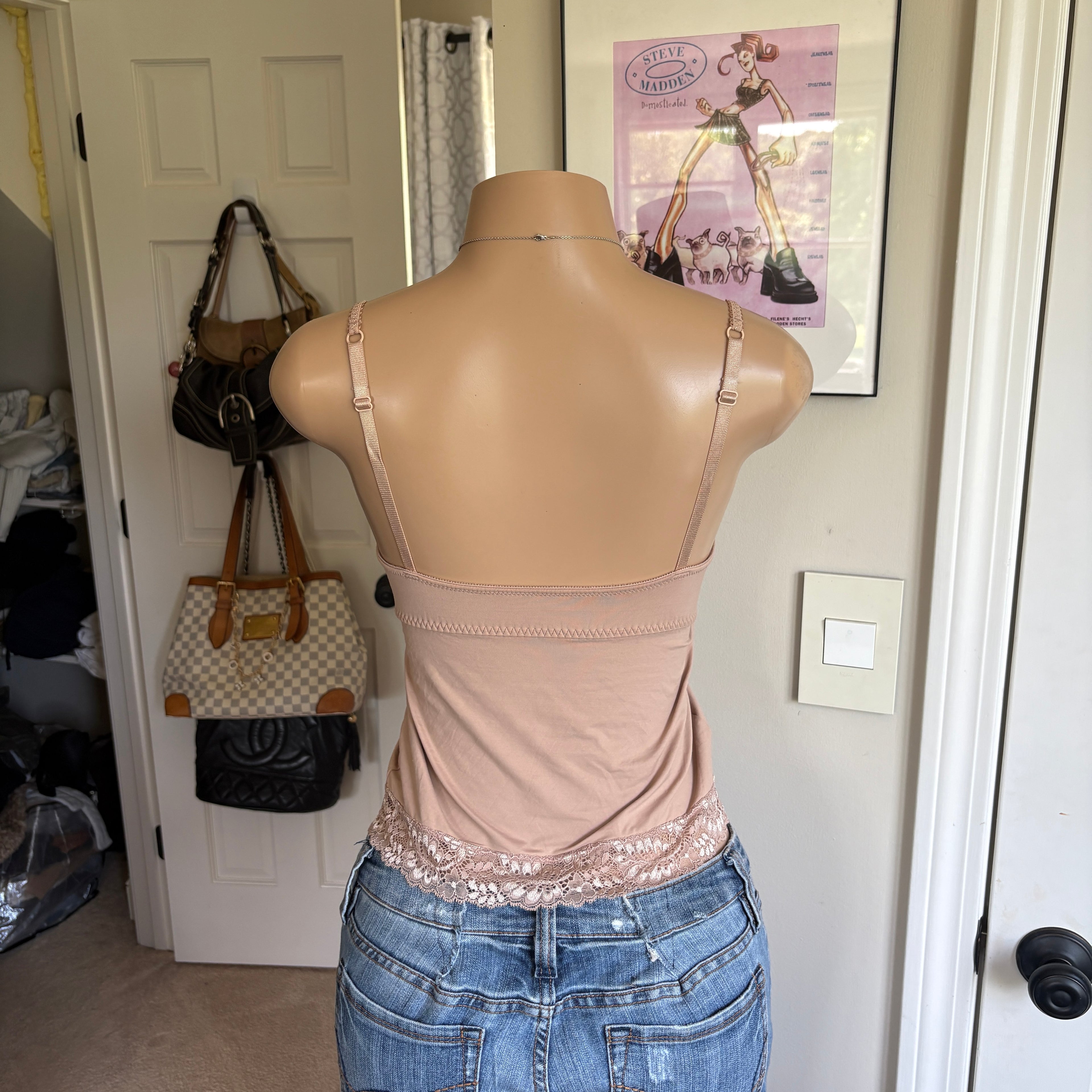 00s tan lace floral bustier cami top (size S)