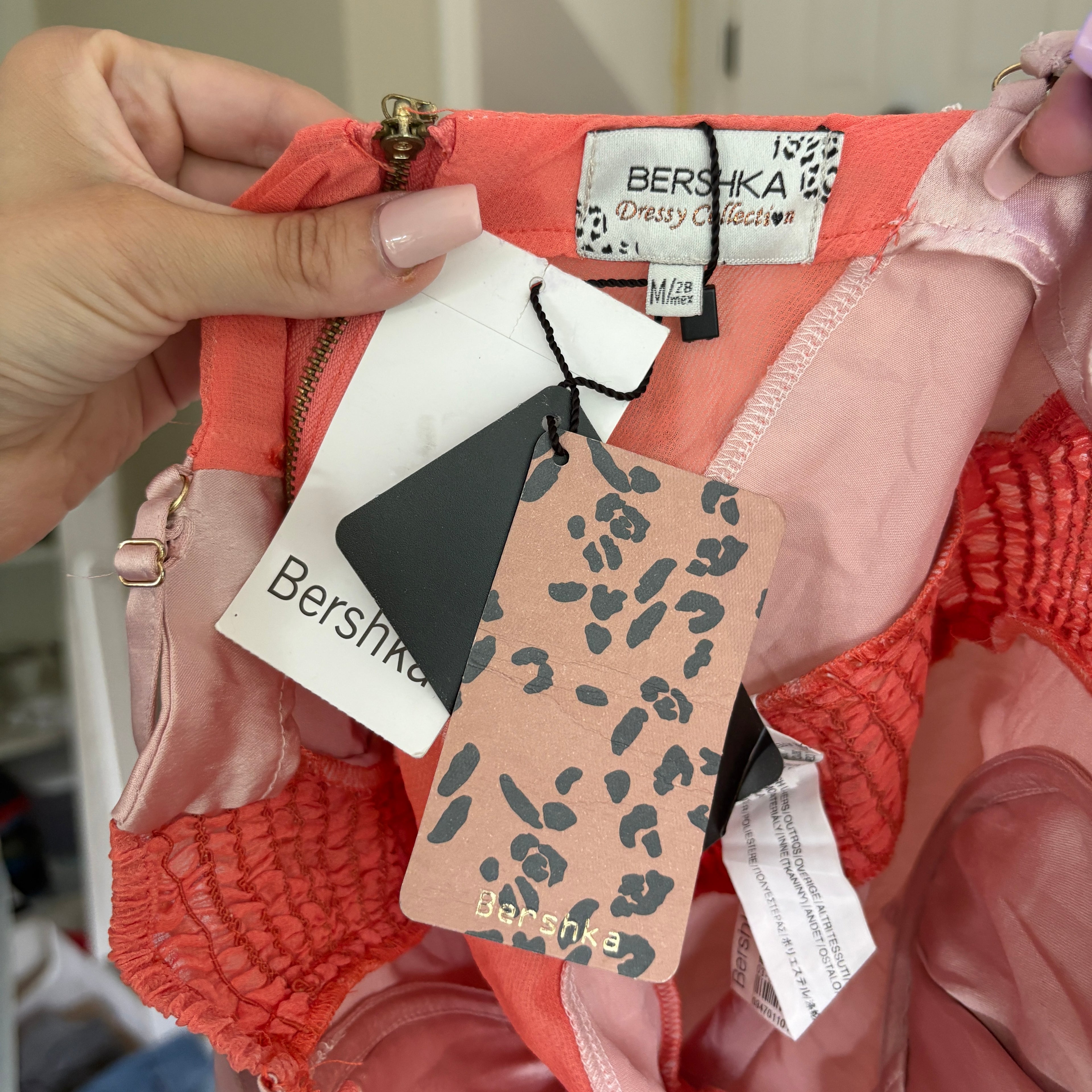 00s Bershka peach corset bustier top (size M)