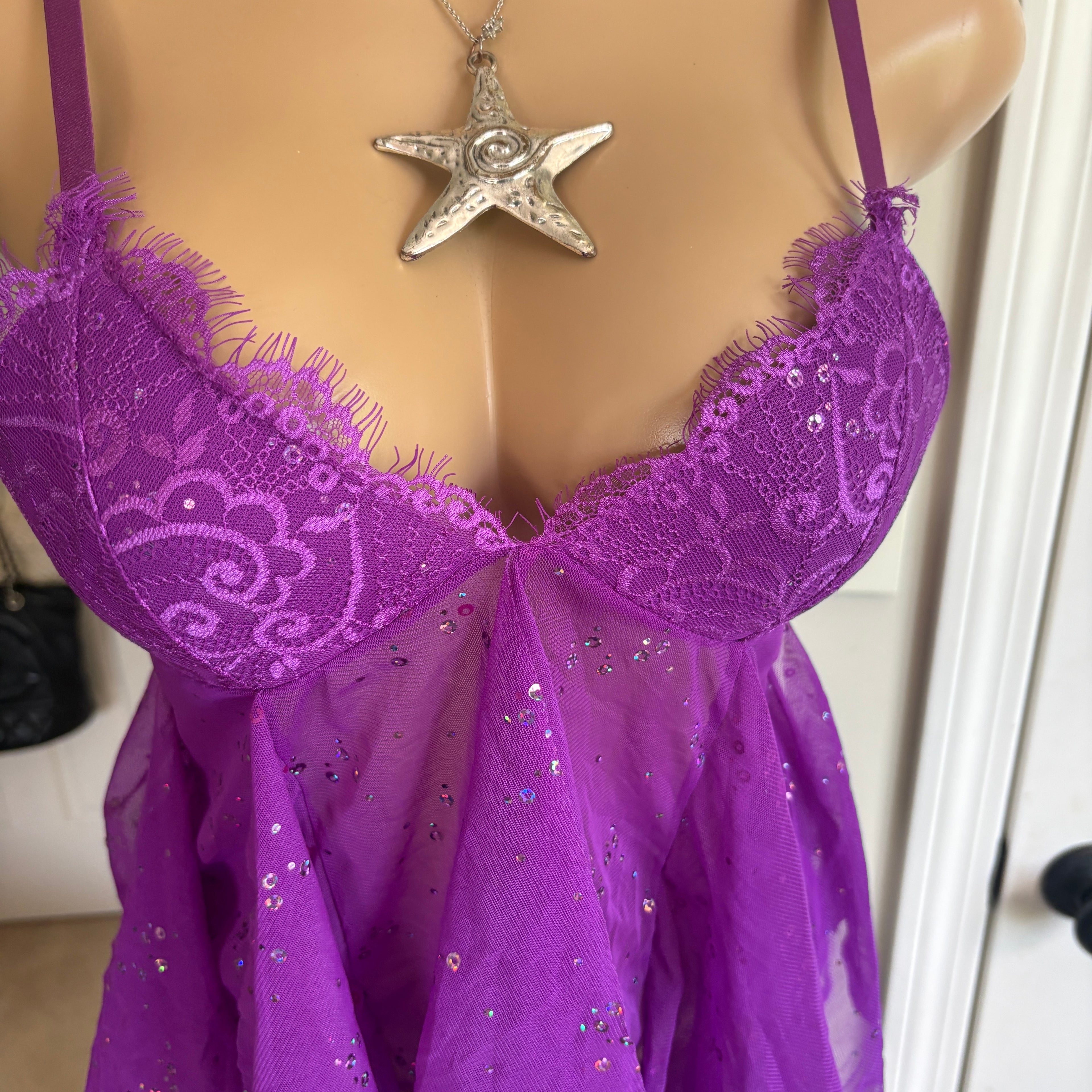 00s Victoria's Secret purple floral babydoll cami (size S)