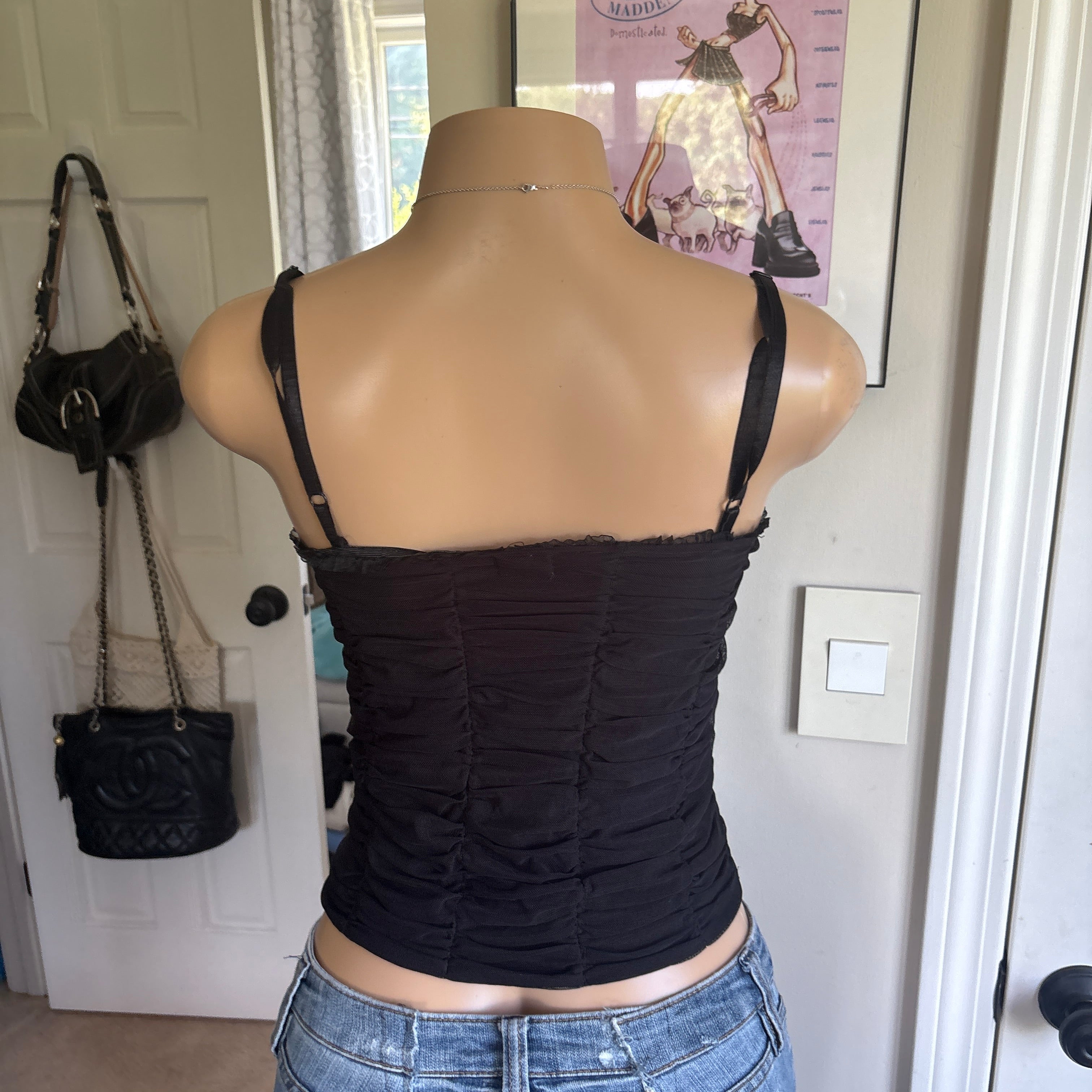 00s black sequin corset cami (size S)