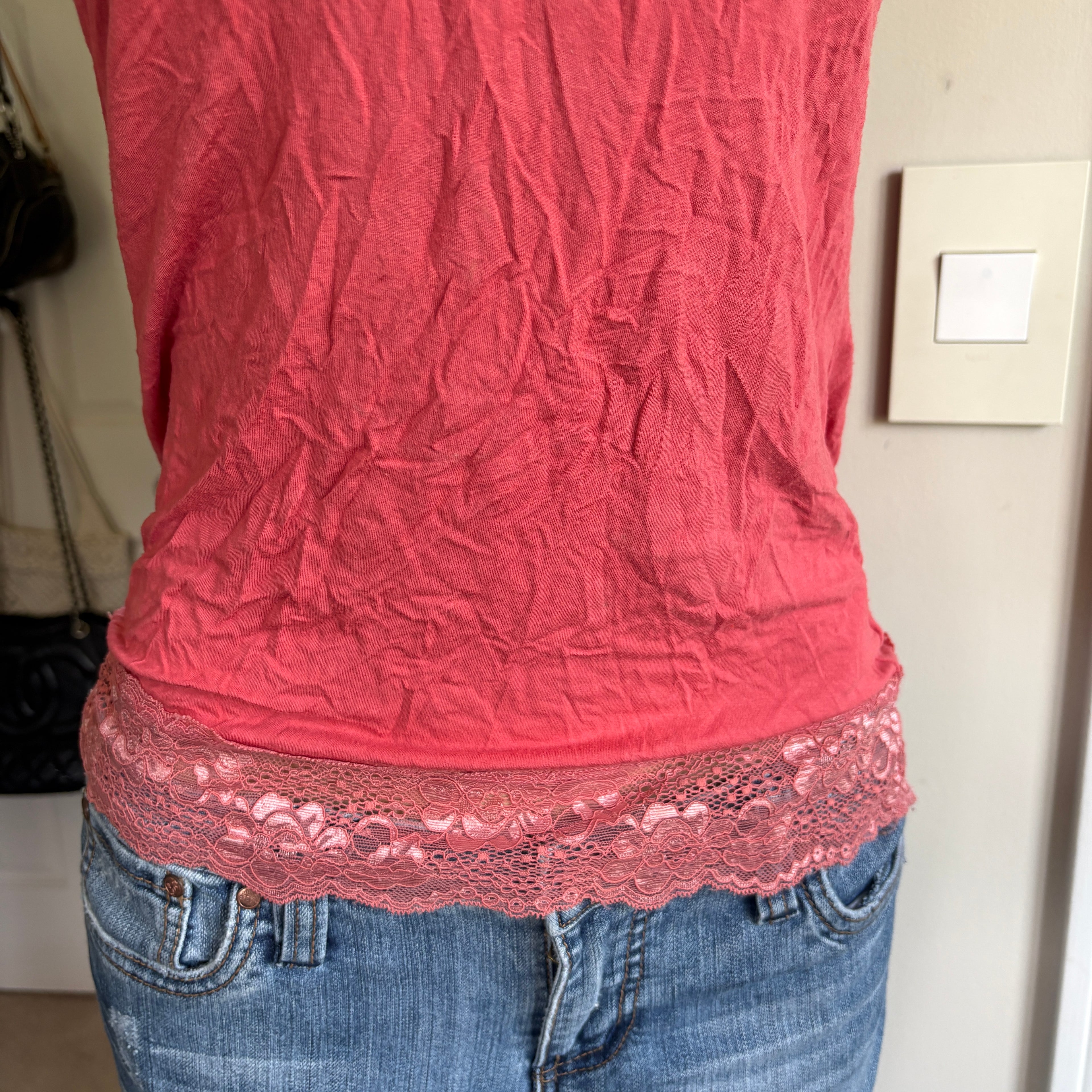 00s pink raspberry lace cami (size M)