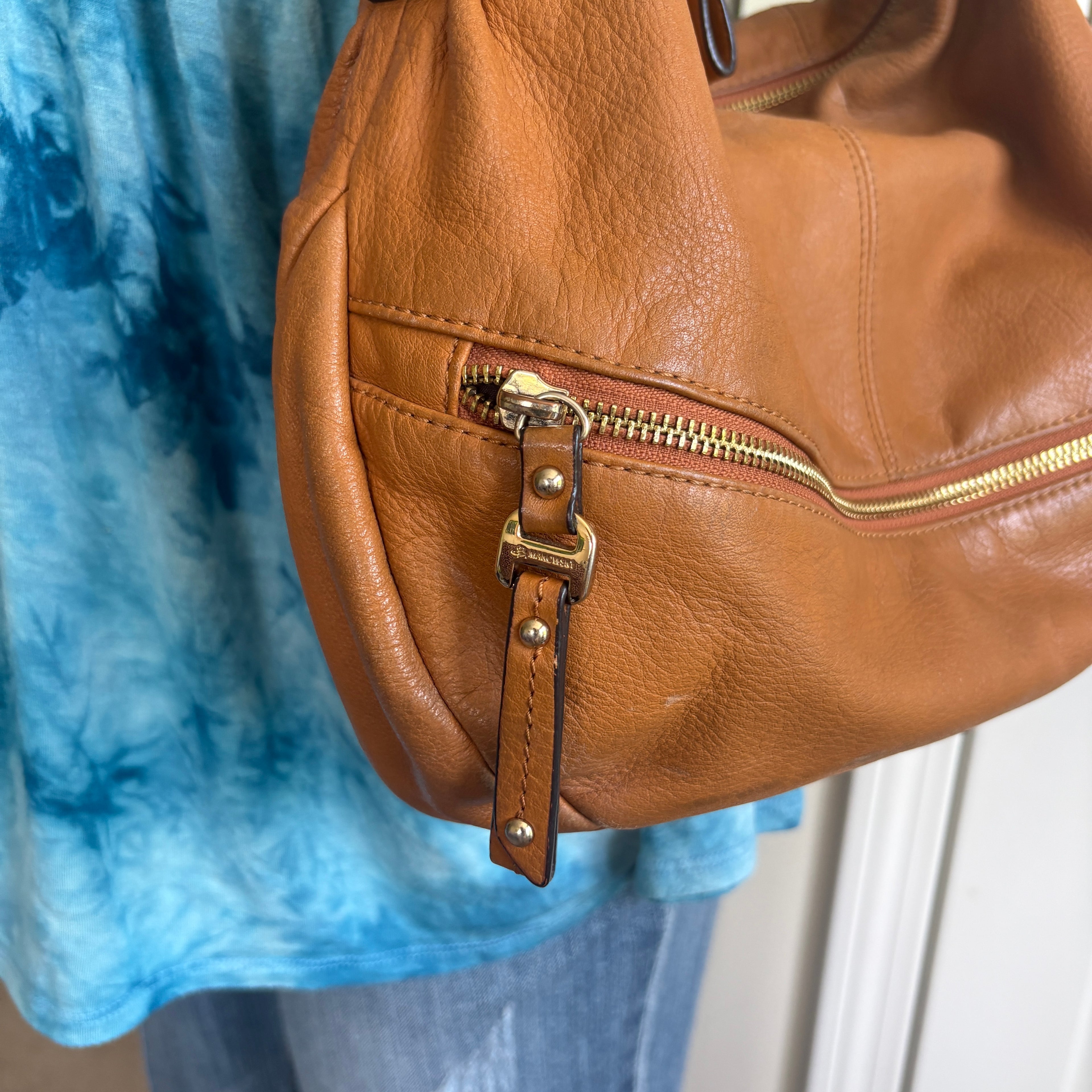 00s B Makowsky brown leather hobo bag