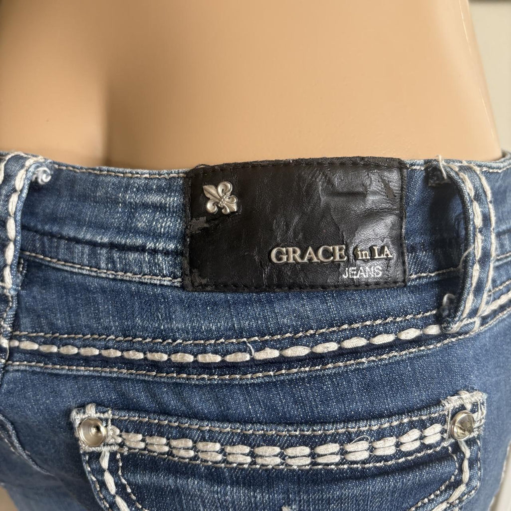 y2k 2000s mcbling angel wing rhinestone pocket low rise jeans