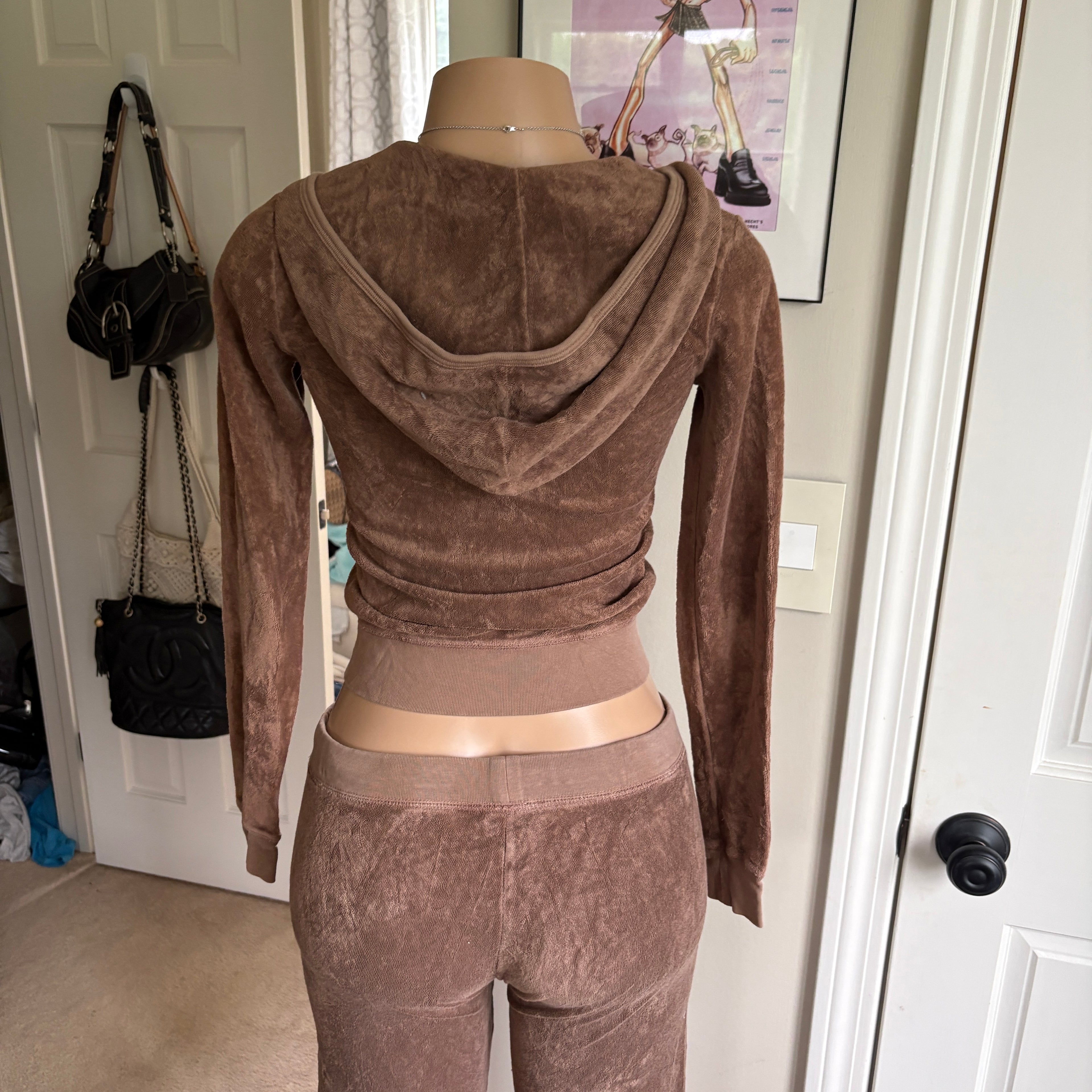 00s Juicy Couture brown terrycloth tracksuit set (size p/xs)
