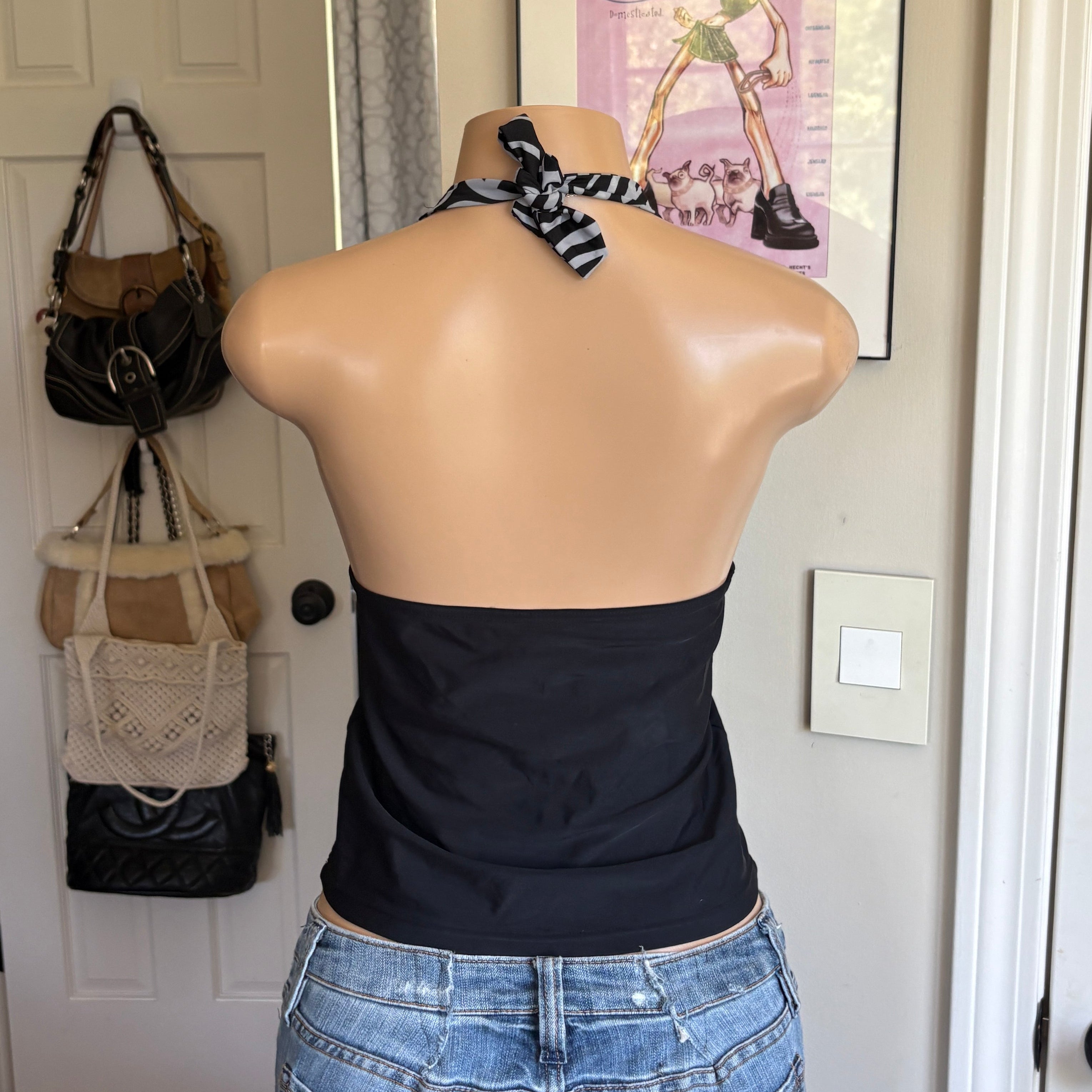00s zebra v neck halter top (size (Copy) (Copy) (Copy) (Copy 3)