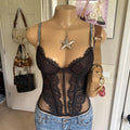 Y2K 2000s Victoria’s Secret Black Lace mcbling strap Corset Bustier Top
