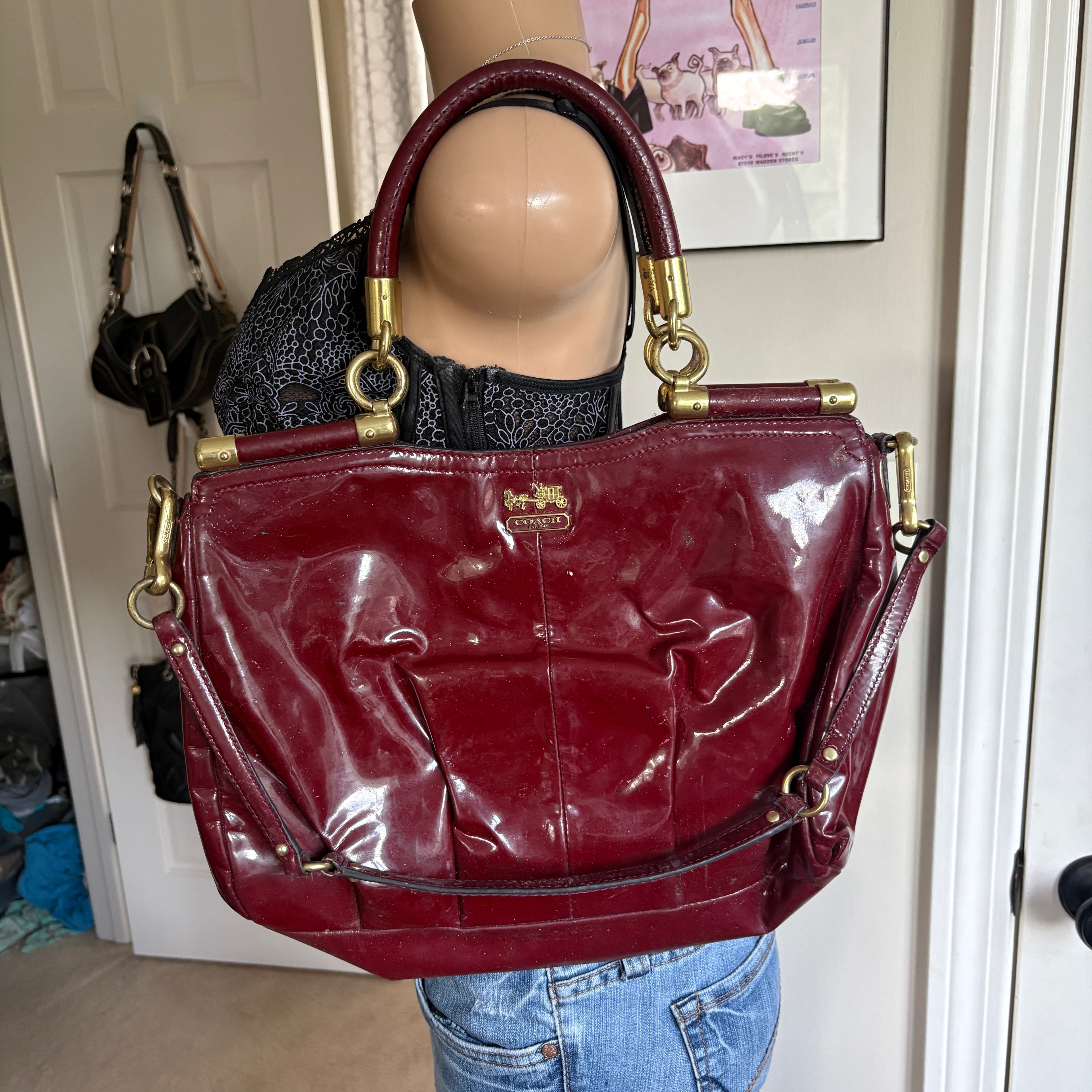 00s Coach Madison Exotic Patent Leather Sophia Satchel