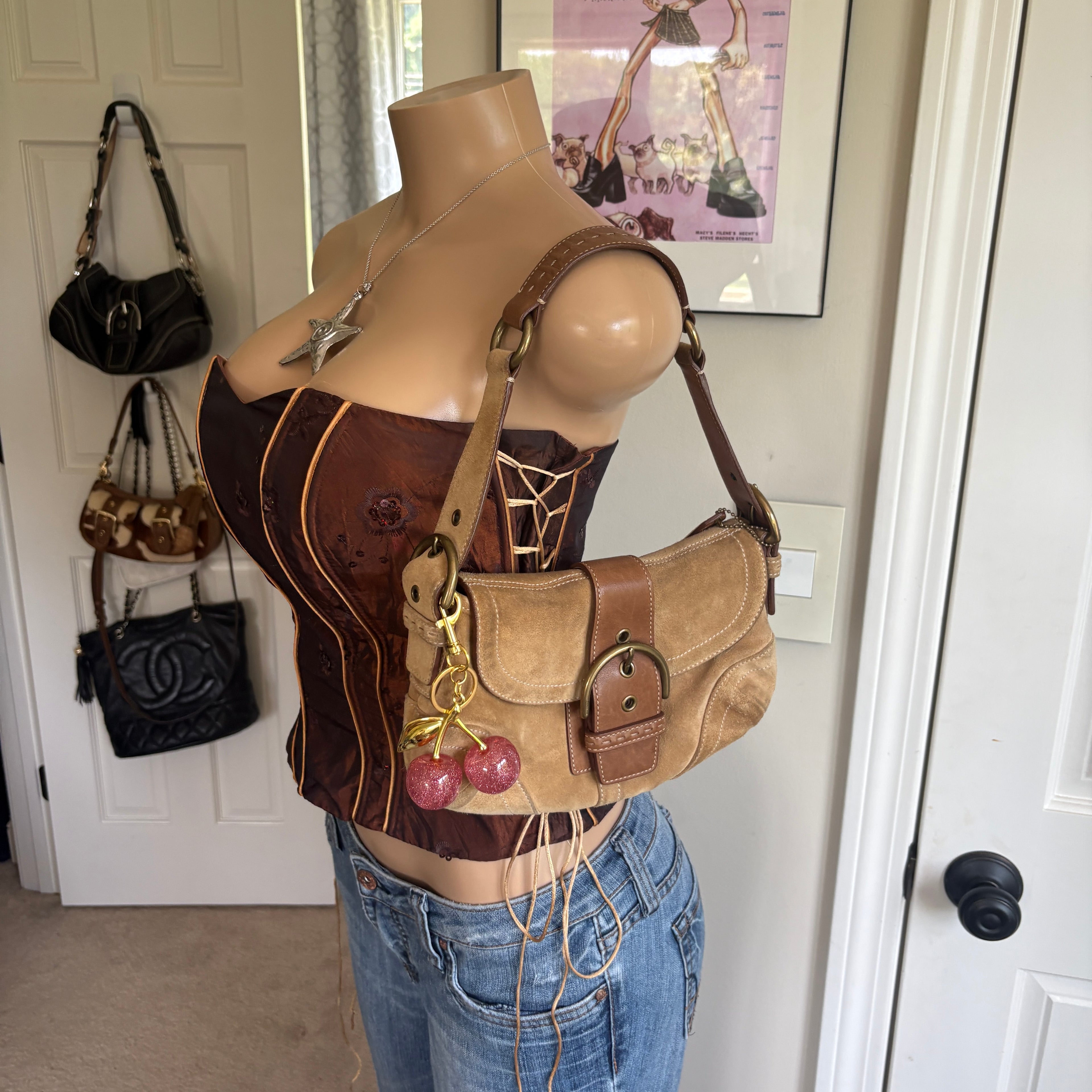 00s brown strapless corset top (size L)