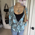 Y2K 2000s avant garde fairy Blue Paisley Buckle Top