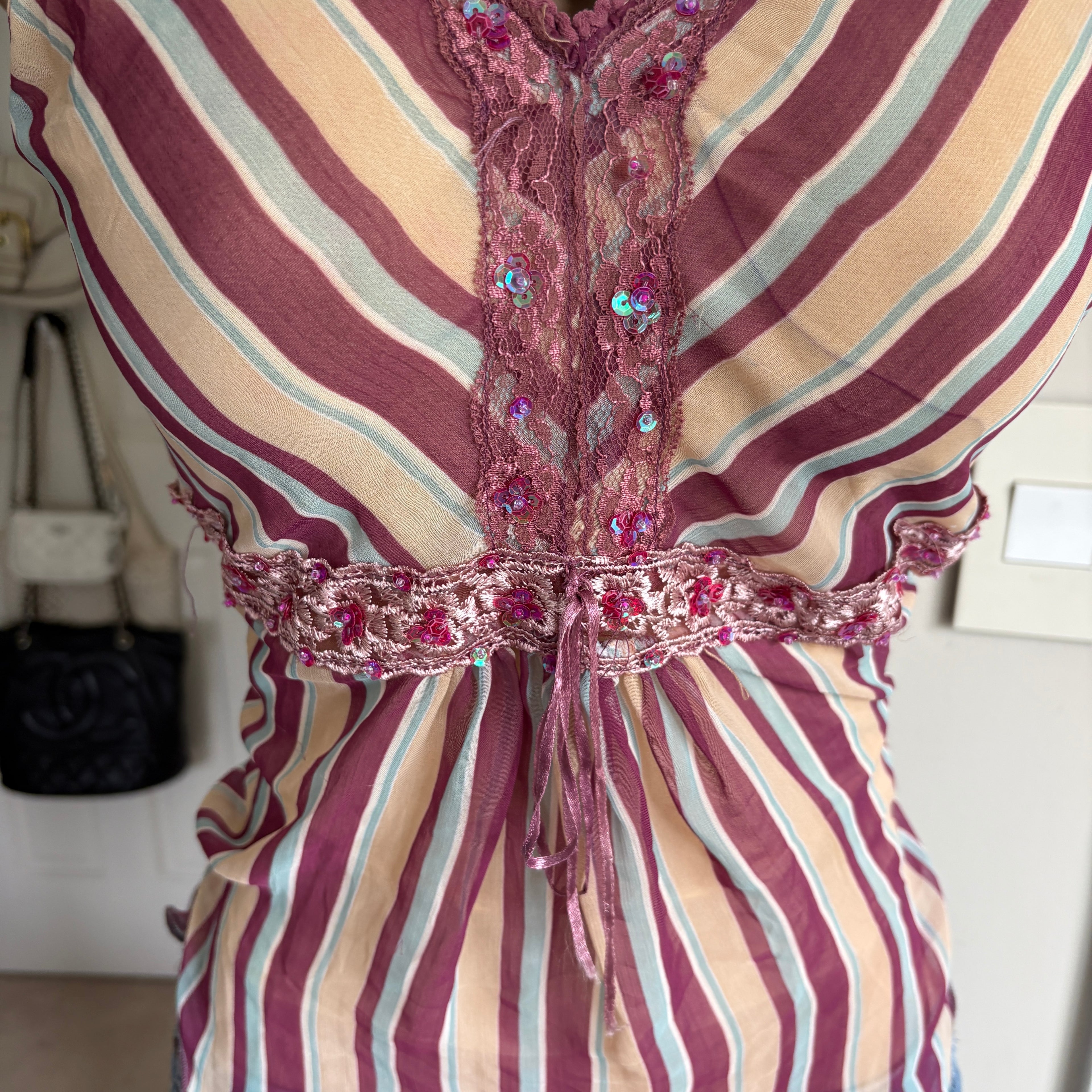 00s striped mesh tank top (size M)