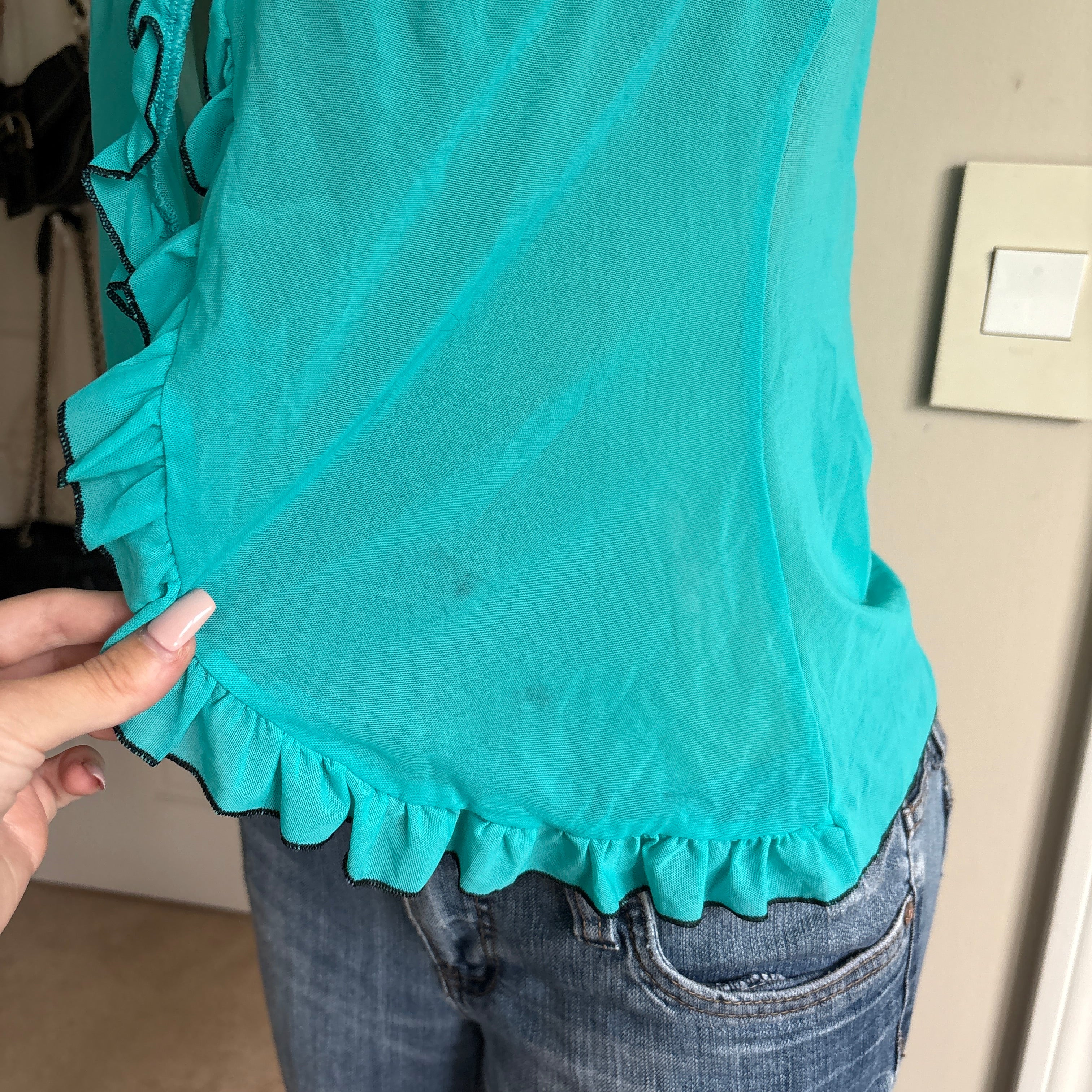 00s teal & black slip cami (size S)