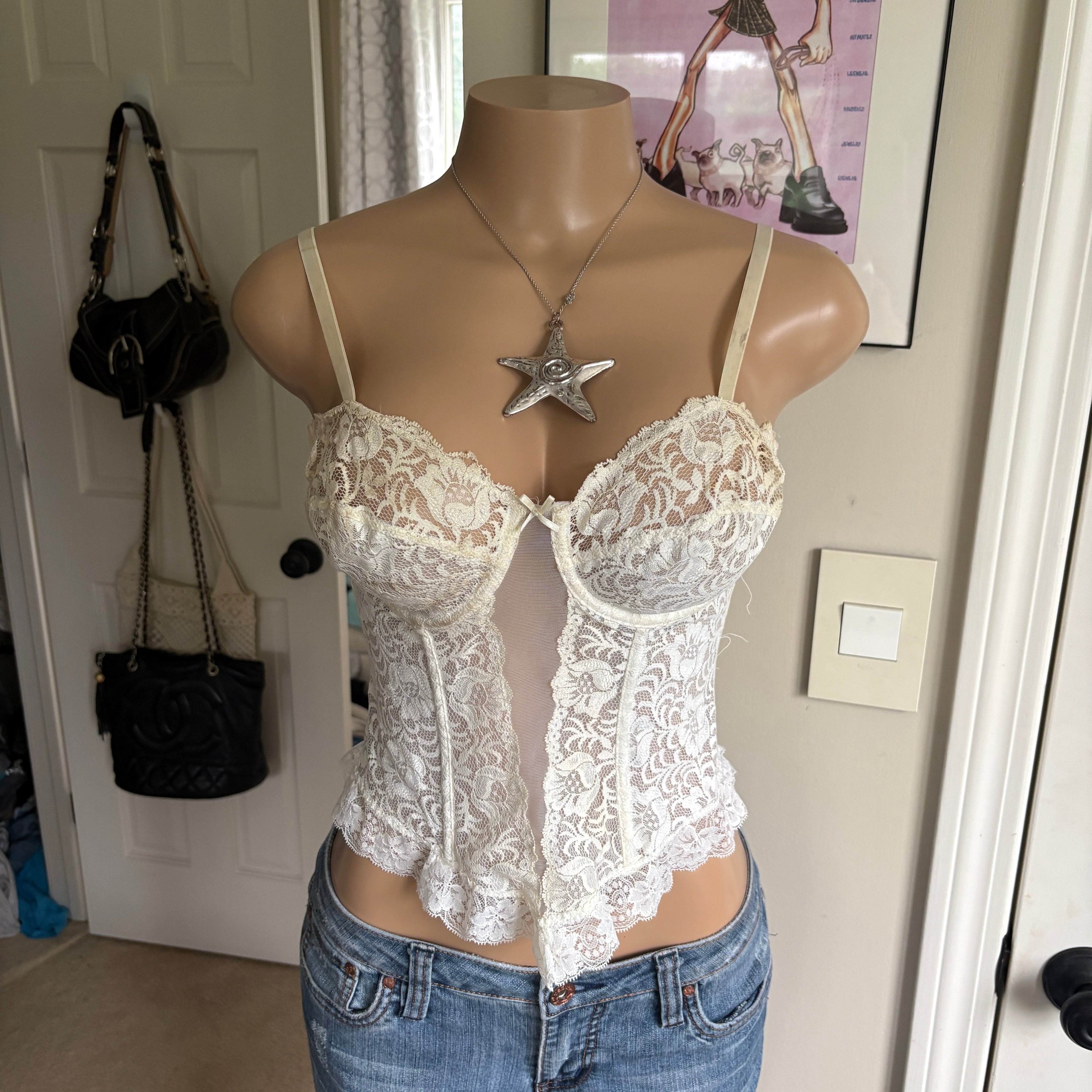 00s white lace bustier corset top (size 36C)