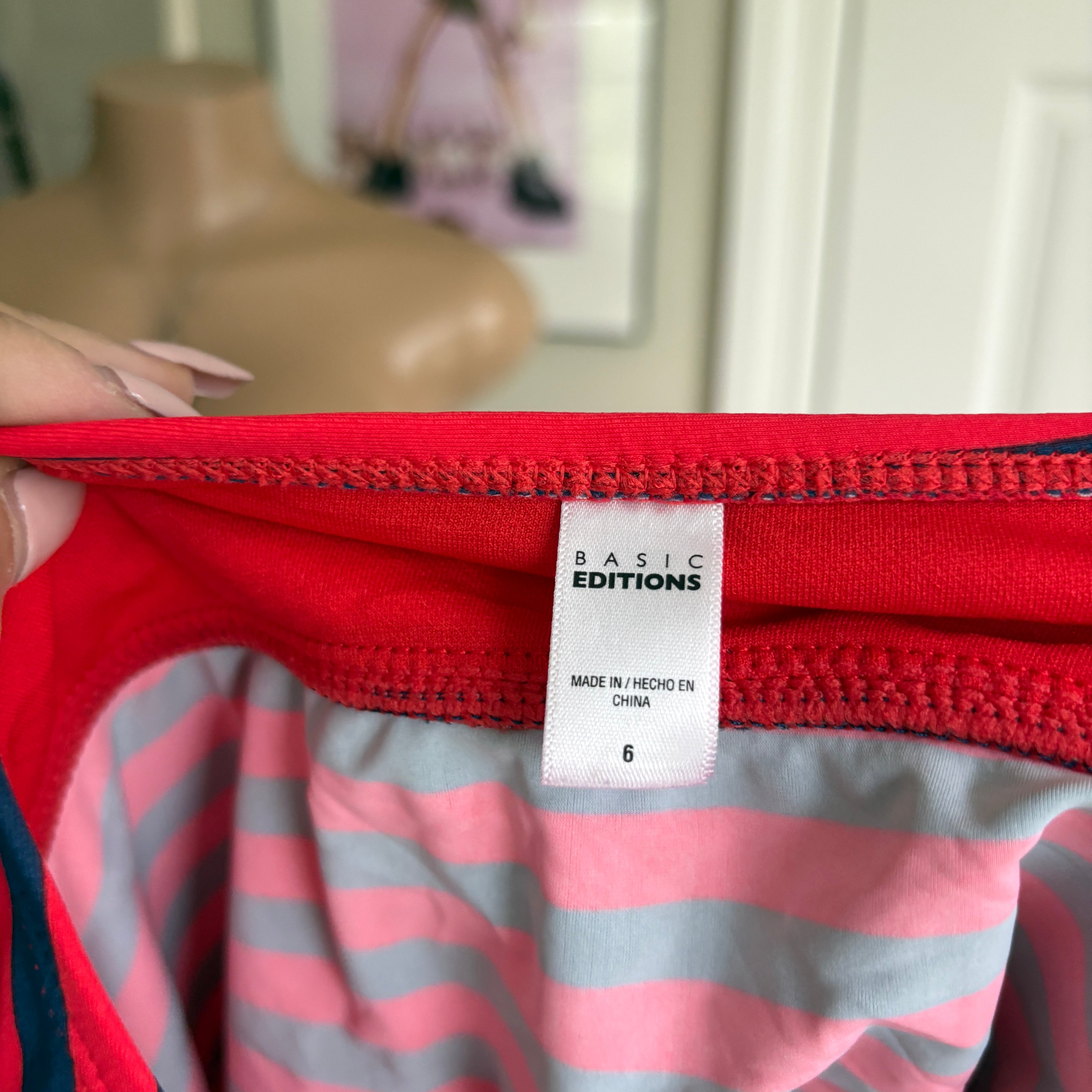 00s red and navy striped halter top (size S)
