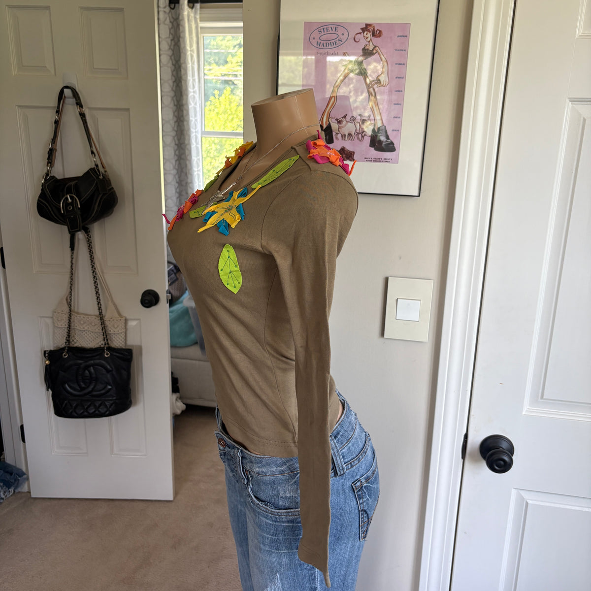 00s Miss Sixty floral embroidered long sleeve top (size S)