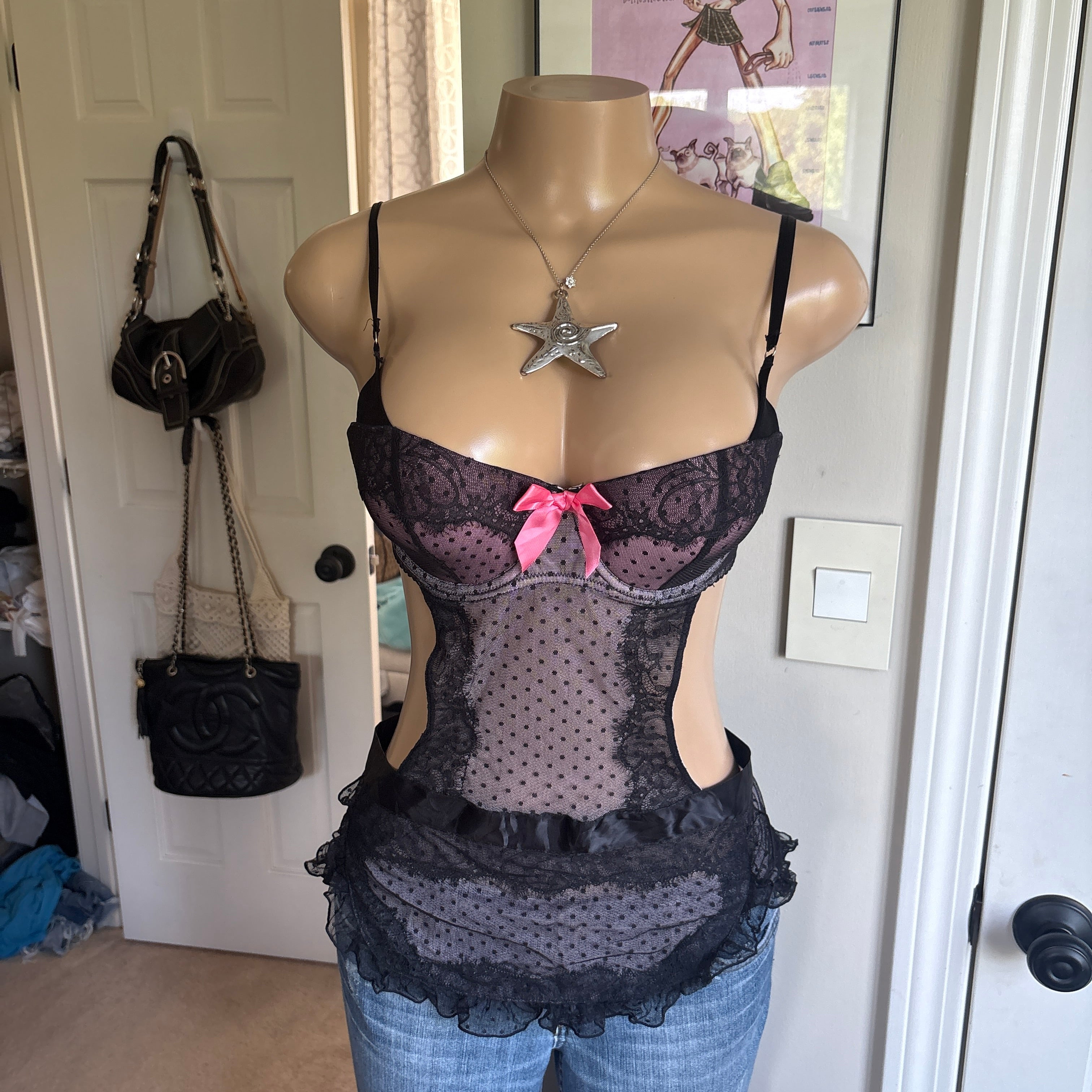 00s rare Victoria's Secret french maid lingerie top (size 34C)