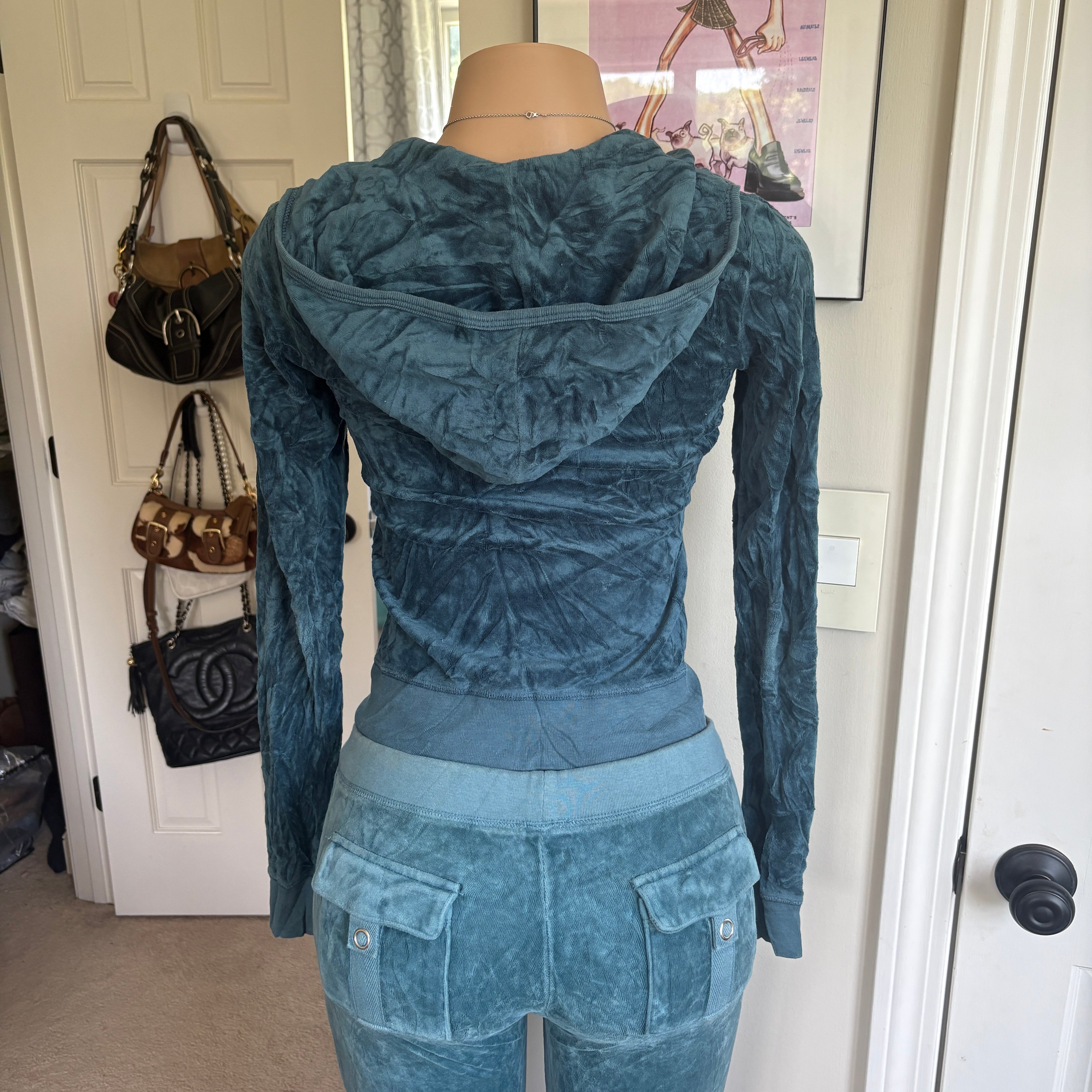 00s vintage Juicy Couture blue velour tracksuit set (size S)