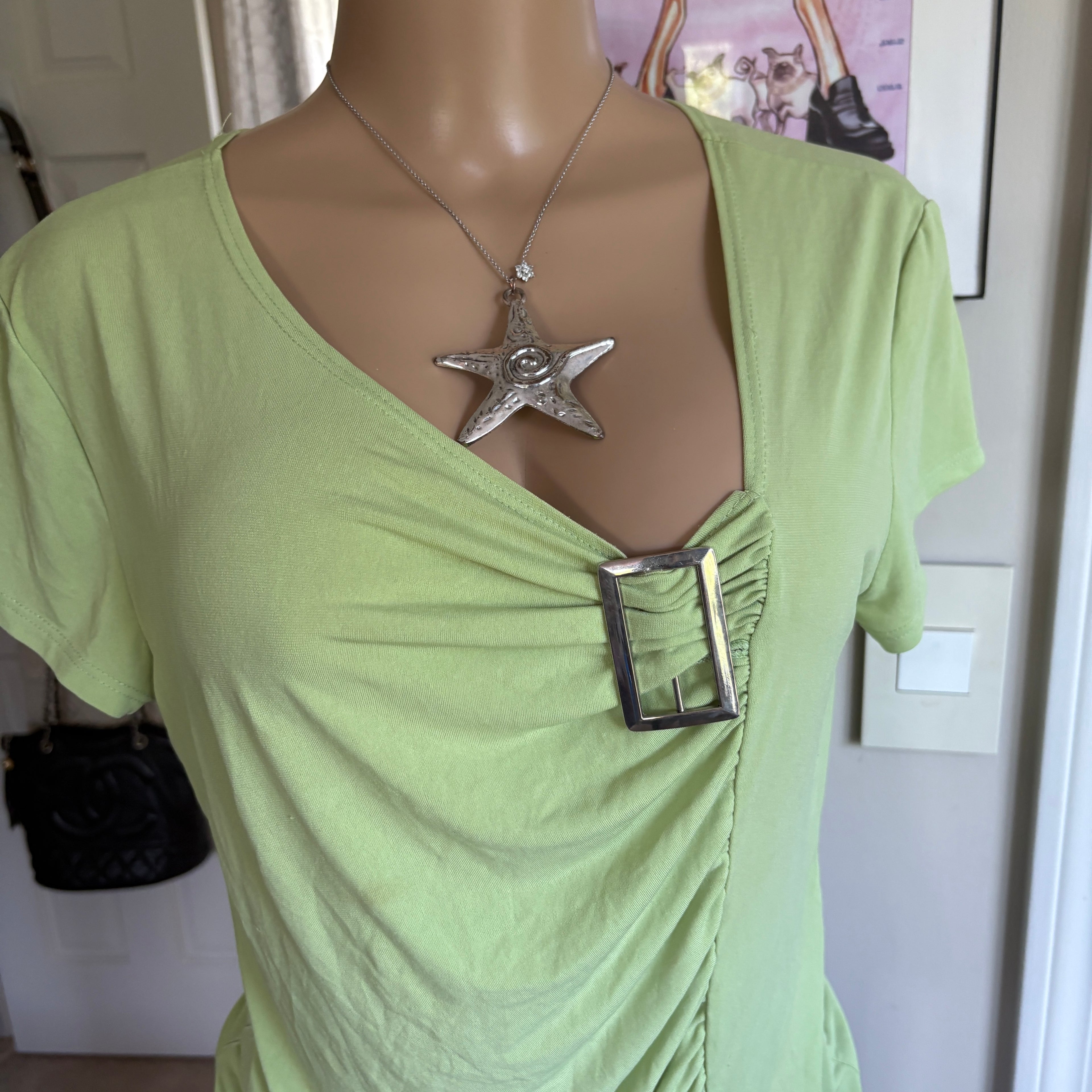00s green buckle draped top (size 3x)