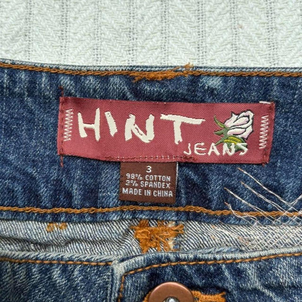 y2k 2000s embroidered pocket cuffed denim micro mini skirt