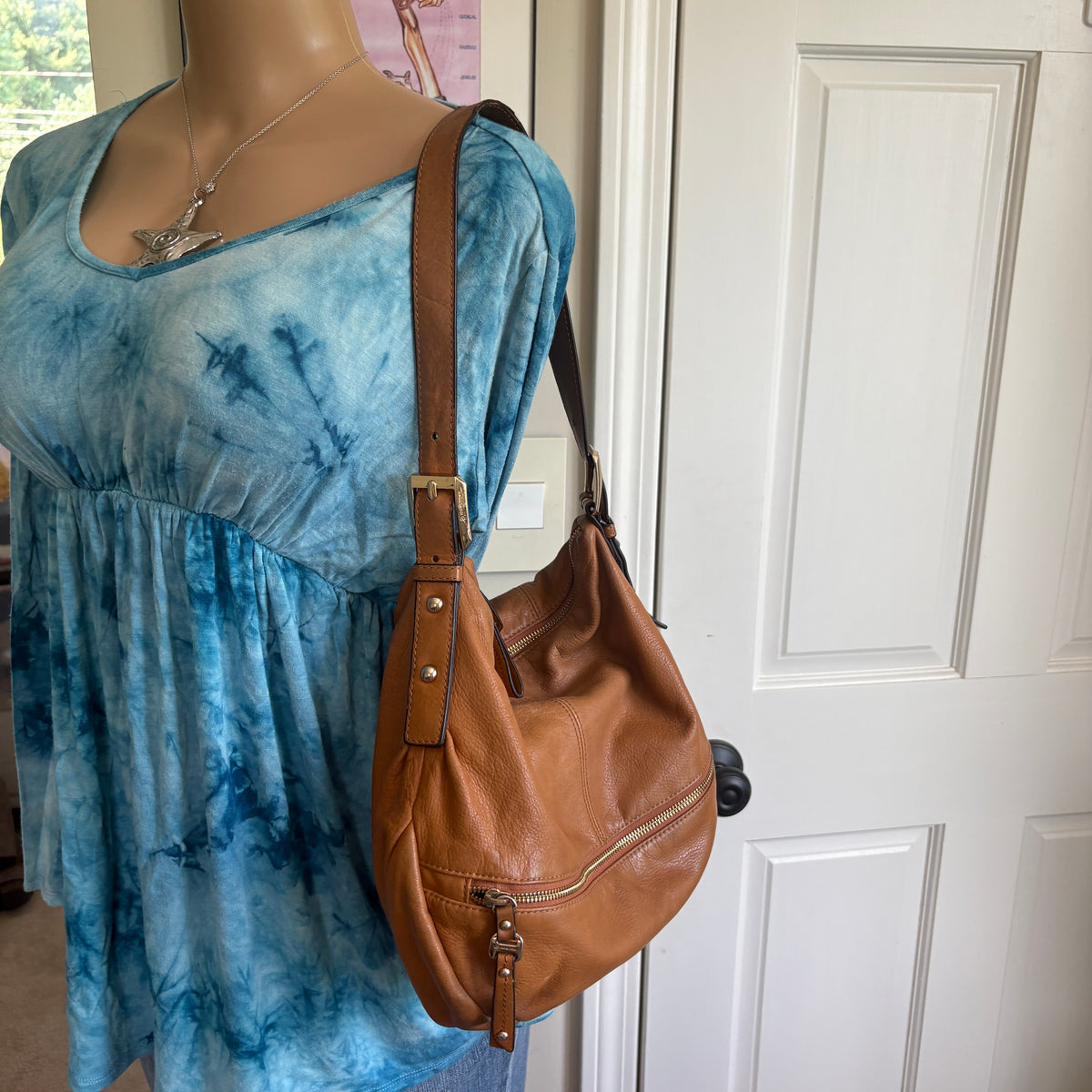 00s B Makowsky brown leather hobo bag