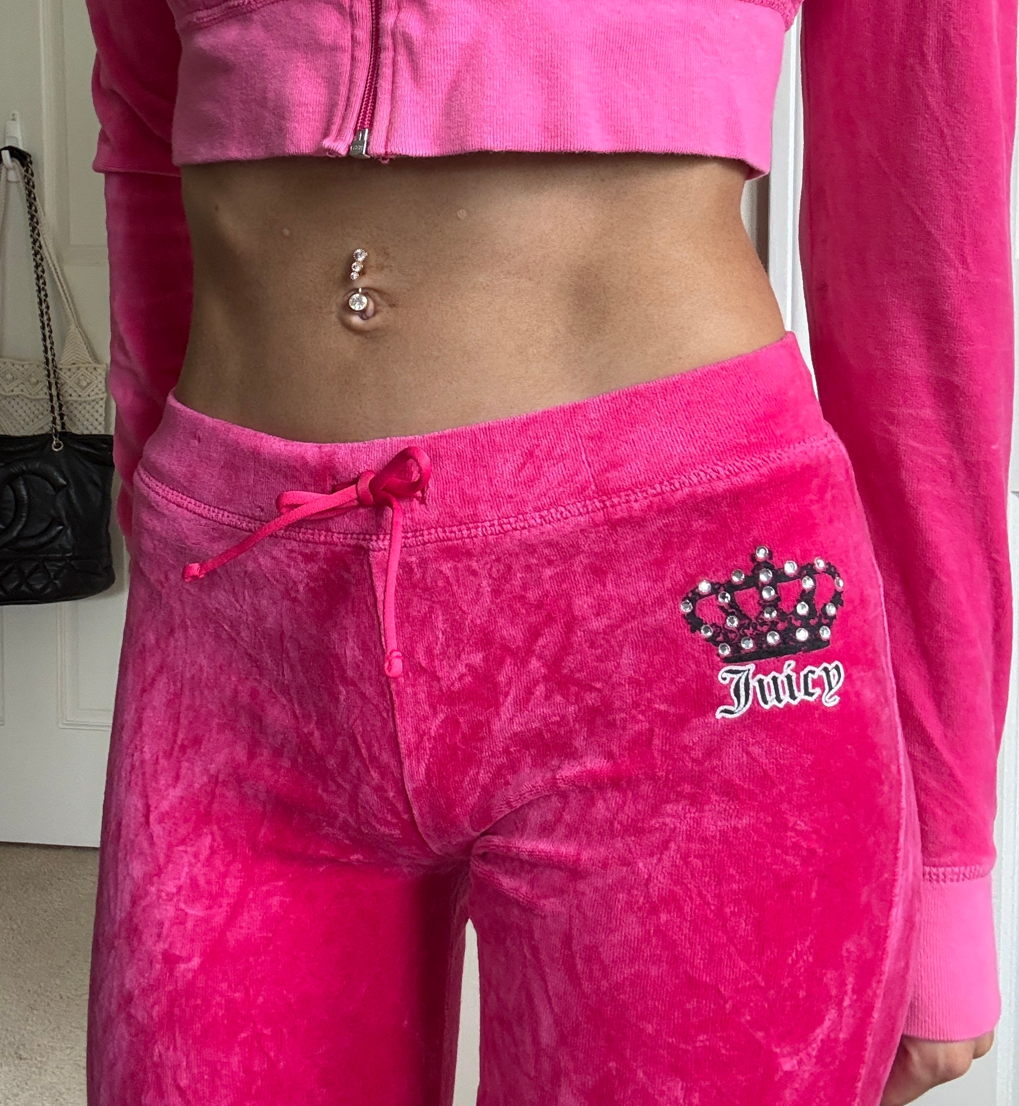 00s Juicy Couture hot pink velour tracksuit set (size XS)