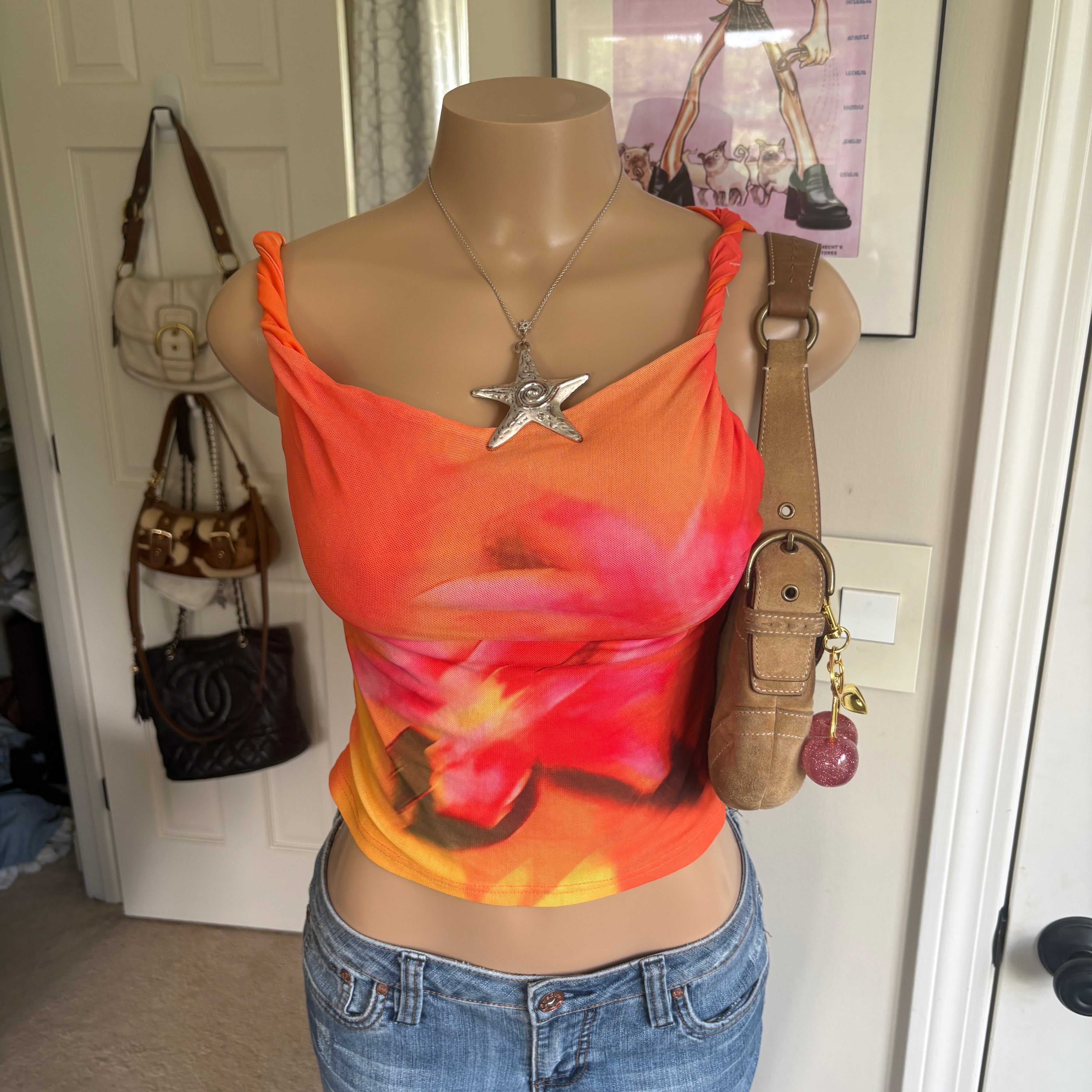 Windsor orange floral sunset tank top (size M)
