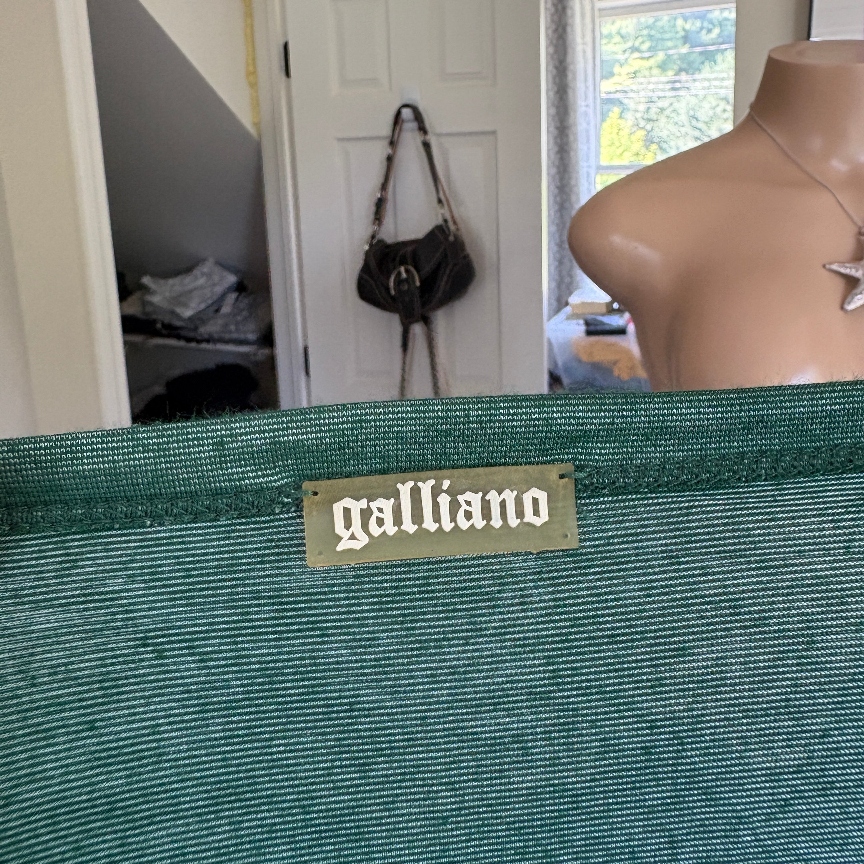 00s John Galliano green spellout long sleeve (size L)