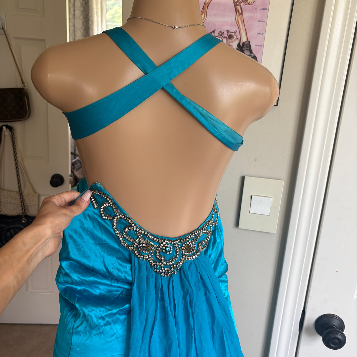 00s Jovani blue silk dress (size XS)