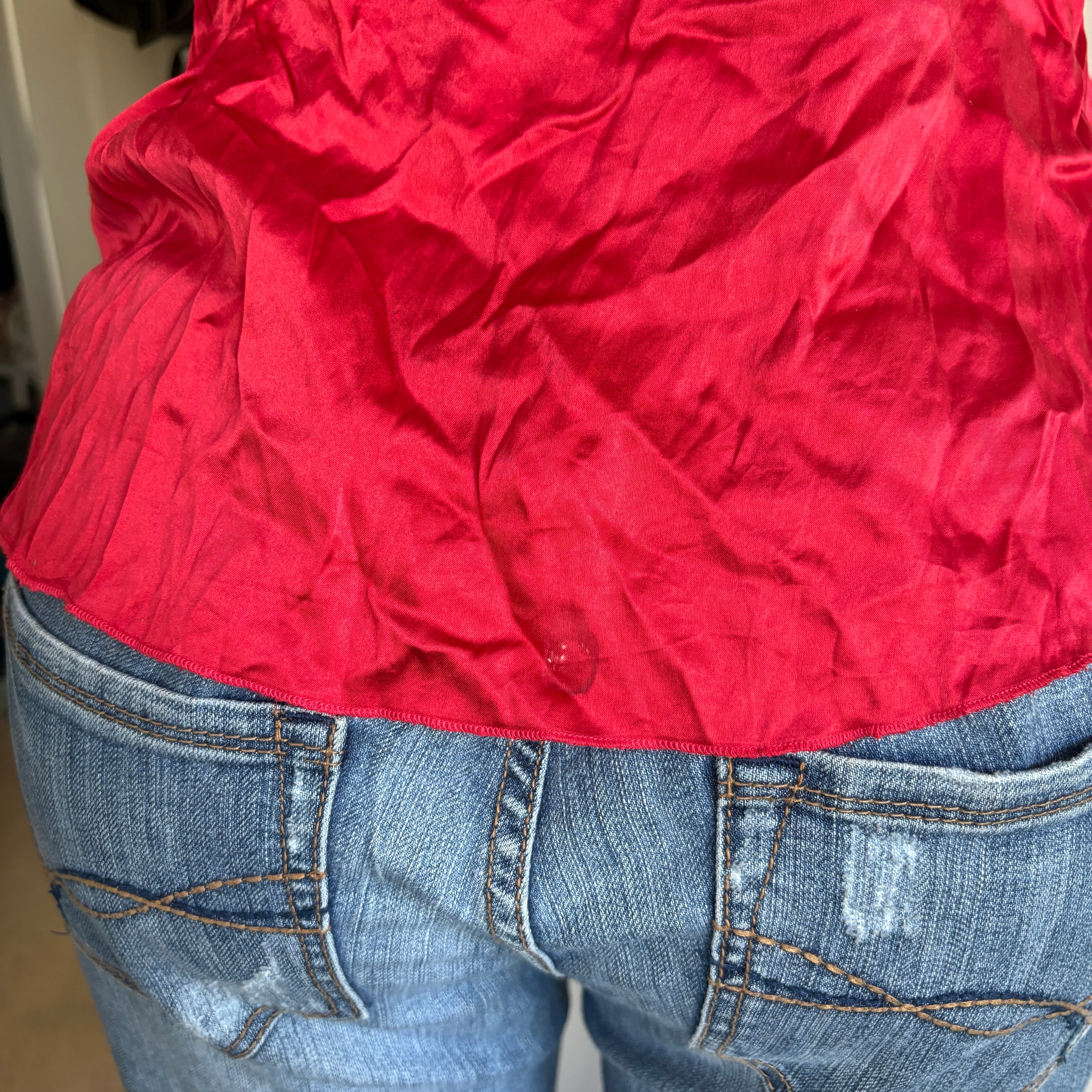 00s Bebe red & black silk tank top (size M)