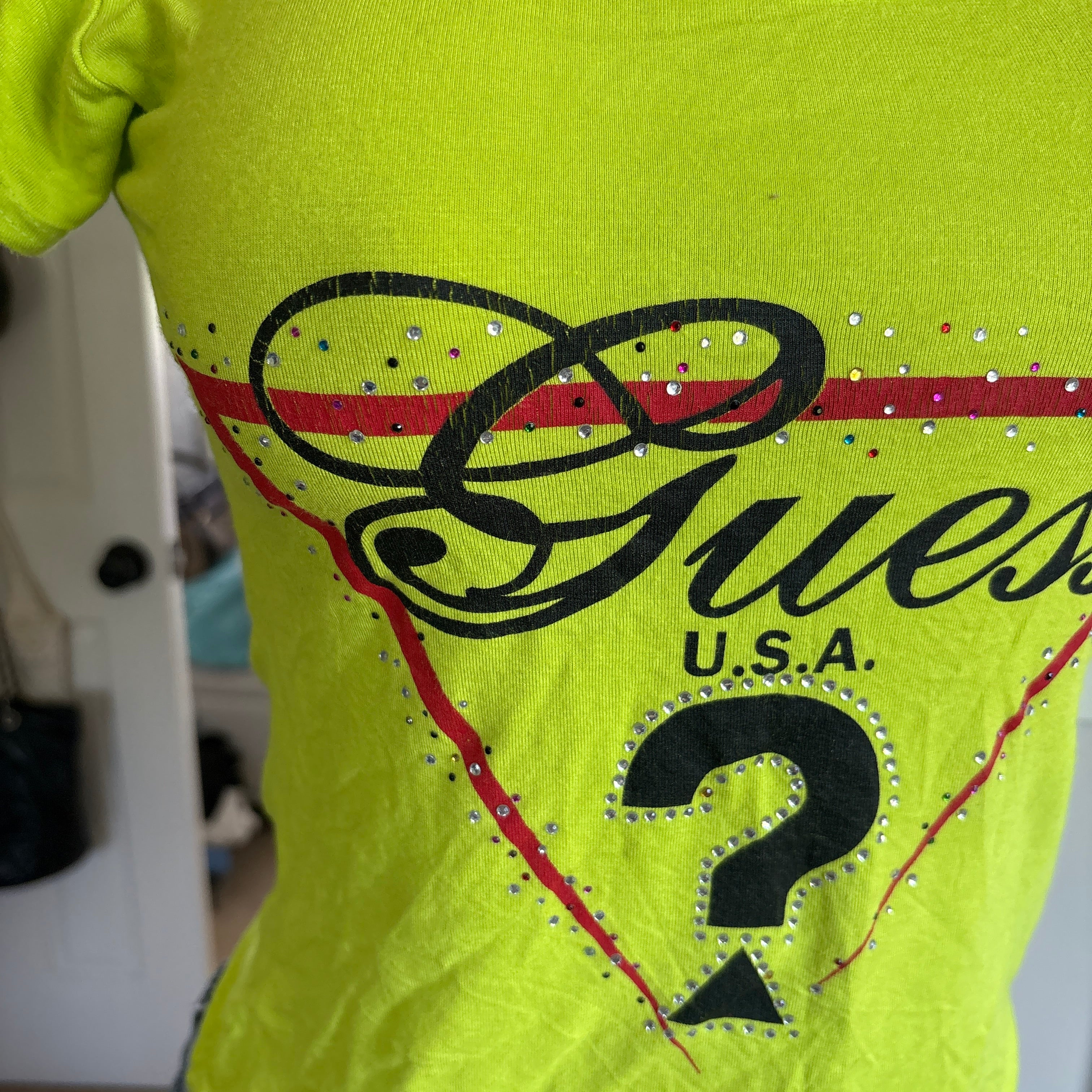 00s guess neon spellout short sleeve (size S)