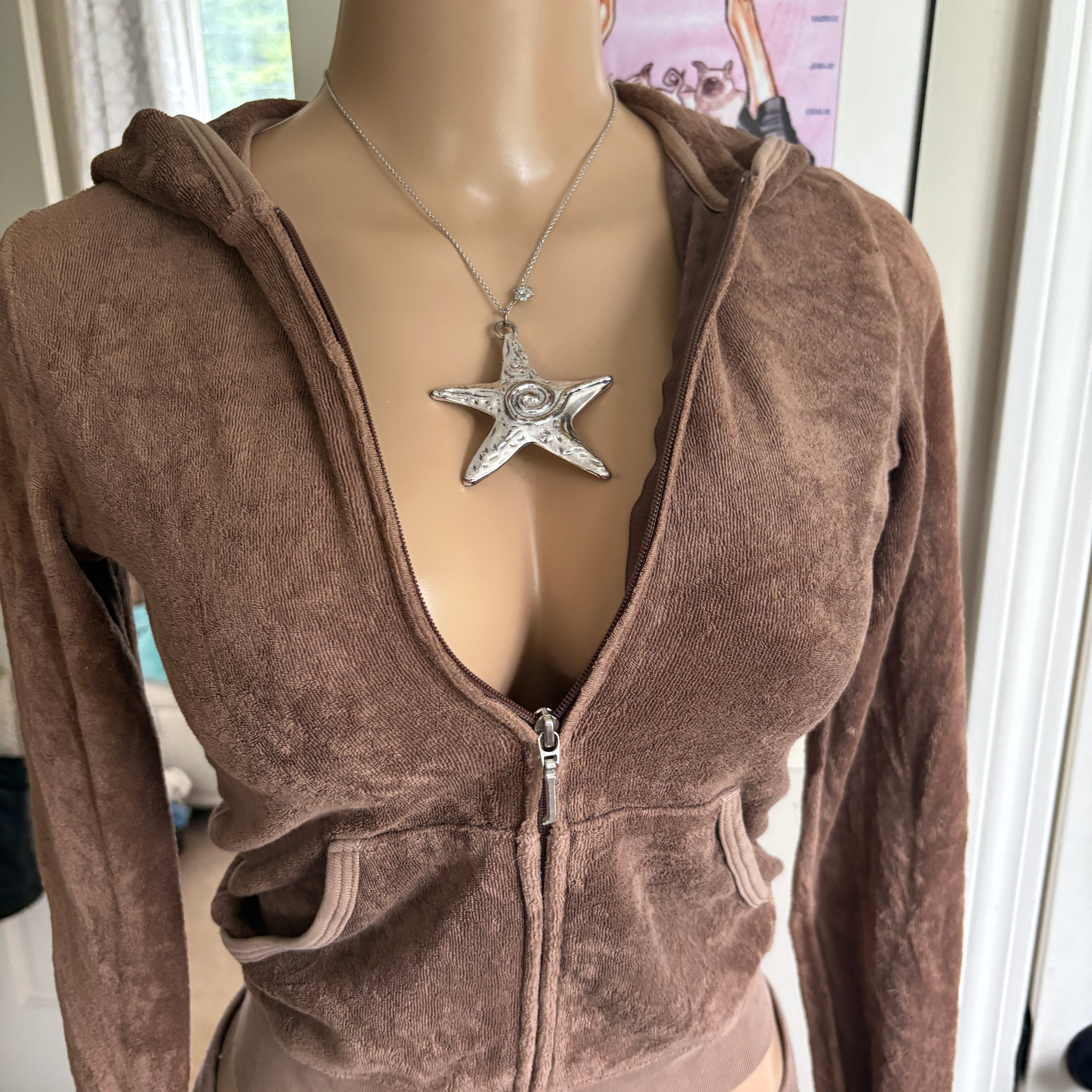 00s Juicy Couture brown terrycloth tracksuit set (size p/xs)