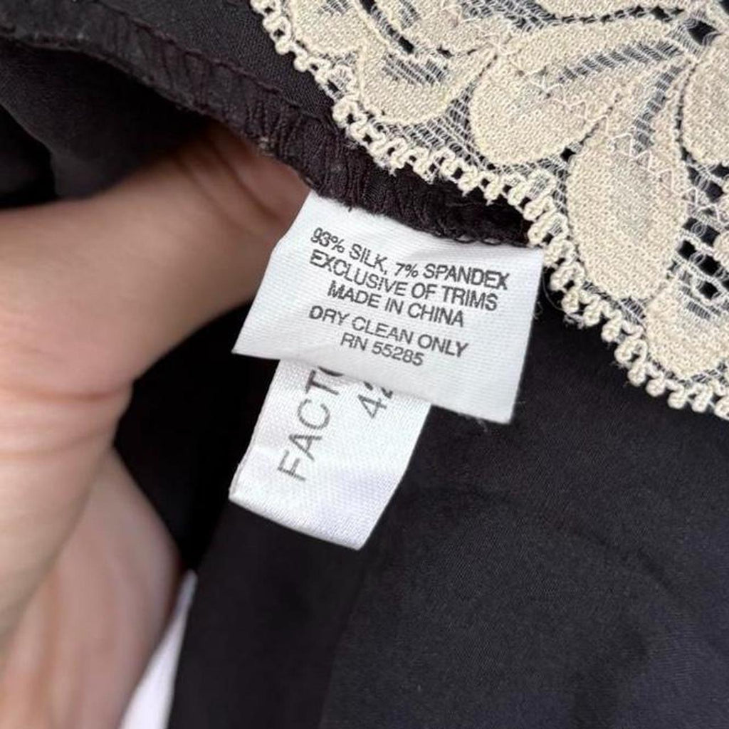 y2k 2000s Express silk black cream lace  cami top