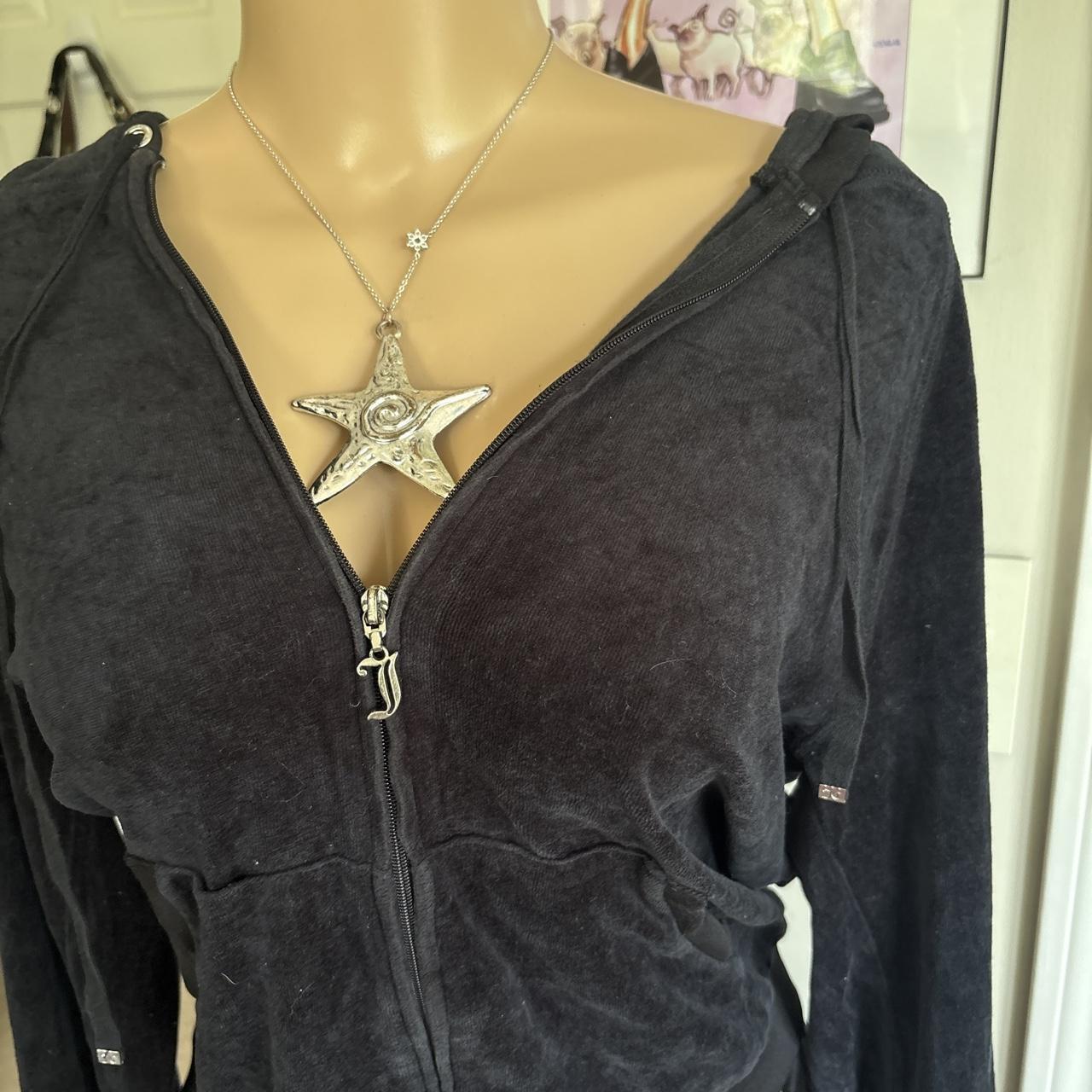 Y2K 2000s Juicy Couture Black Velour Rhinestone Tracksuit Set