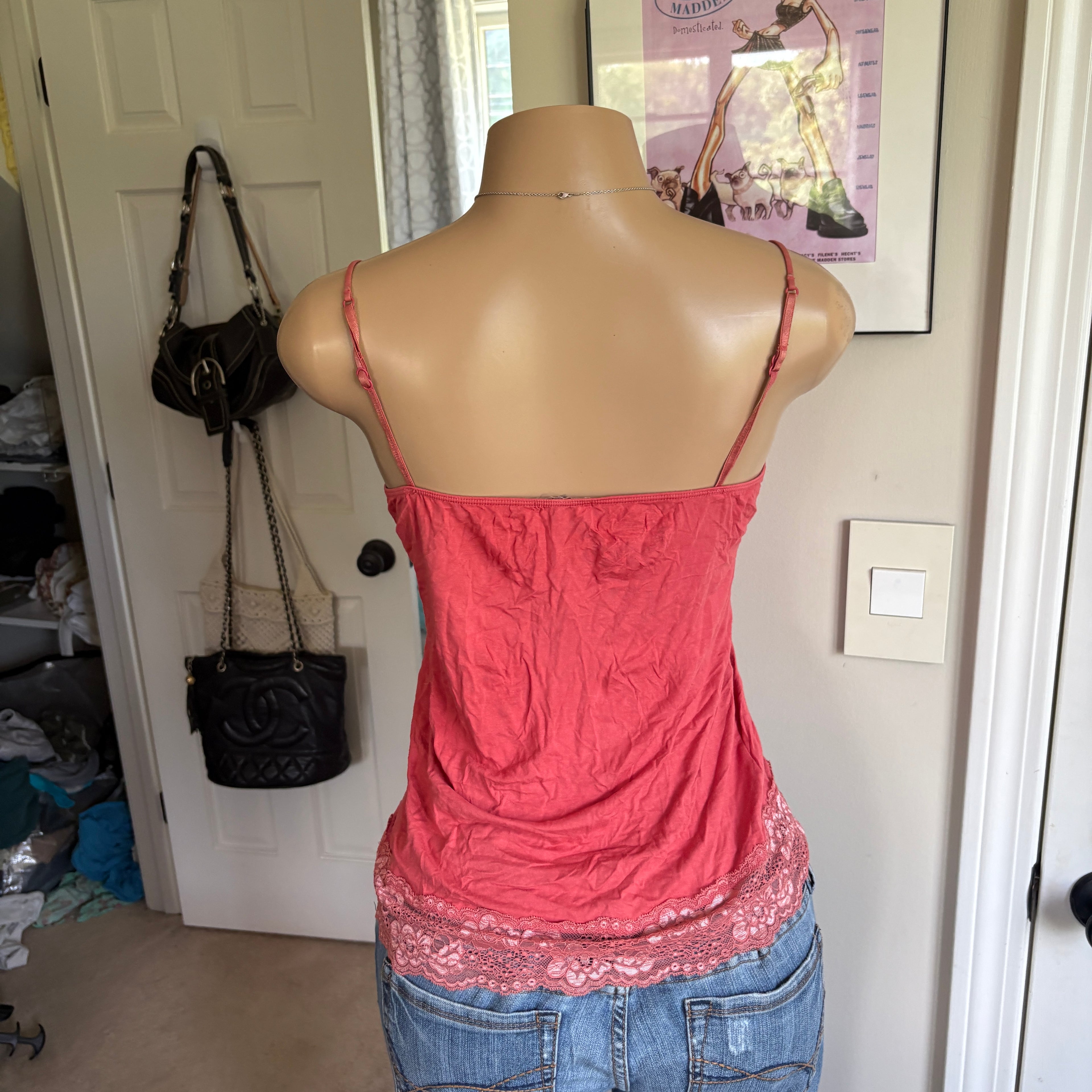 00s pink raspberry lace cami (size M)