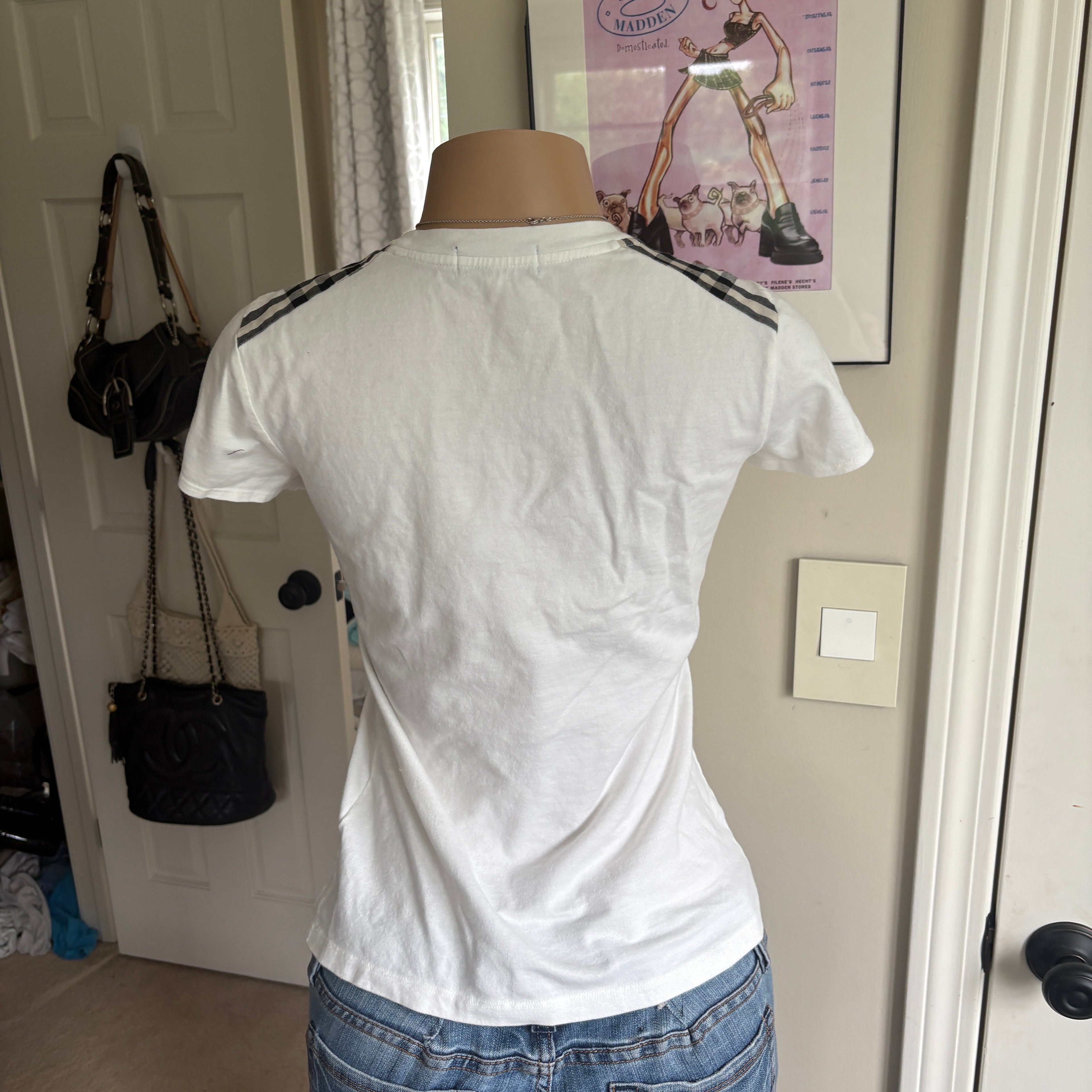 00s Burberry white & plaid t-shirt (size M)