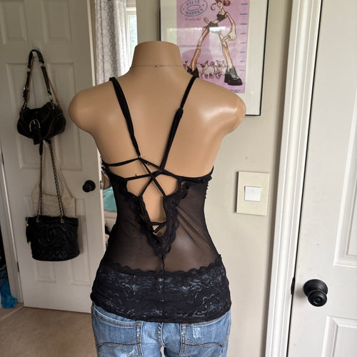00s black lace floral cami (size S)